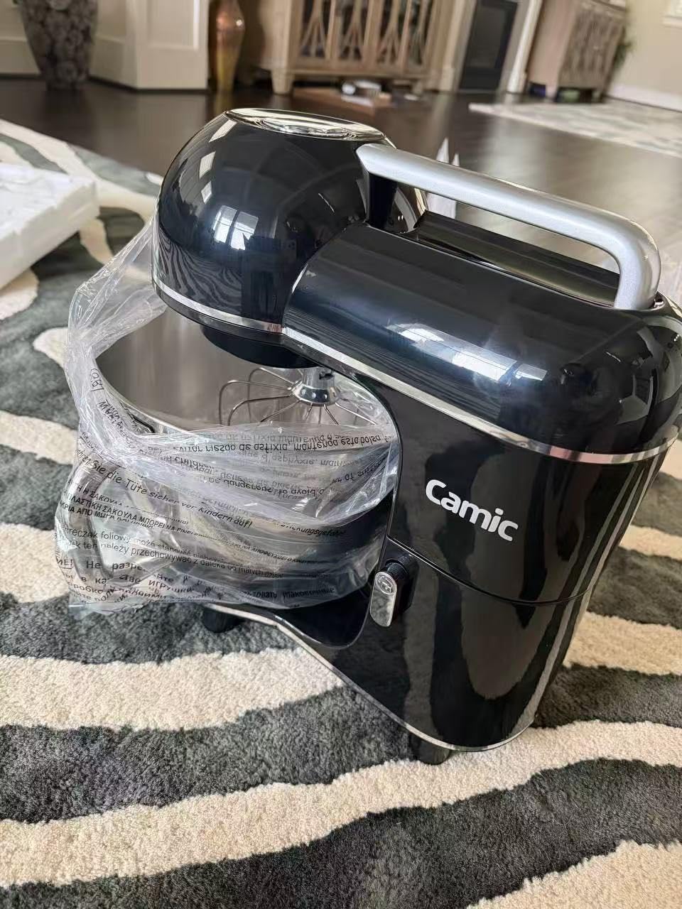 Camic Electric Stand Mixer, 7.45 QT, 10 Speeds with Dough Hook, Whisk, Flat Beater Attachments, Splash Guard, Easy-Carry Top Handle, 3-IN-1 Kitchen Mixer for Baking Cakes Cookie Bread Salad (Silver) customer photo 2