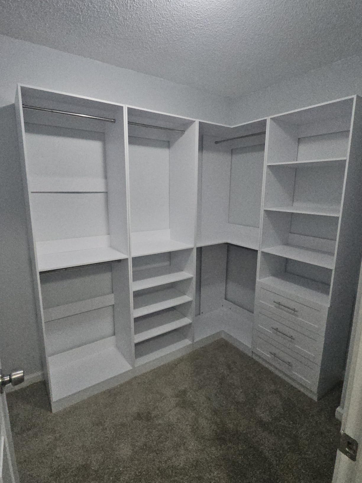 Closet Organizer System of 4 Sets with 3 Drawers, 9 Hanging Rods & 8 Shelves, 157