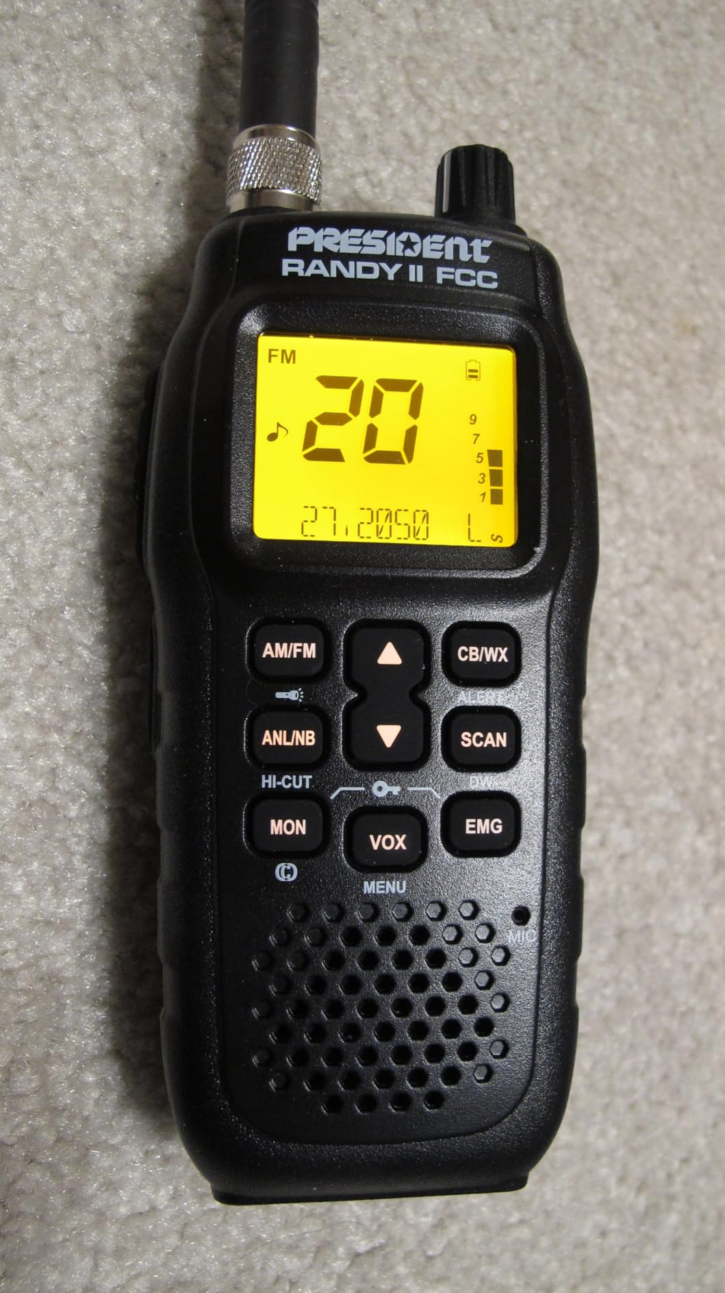 President Randy III FCC AM/FM Handheld CB Radio w/P Channels, NRC, Desktop Dock & Mobile Charge Module, 7-Color Display, ASC, VOX, CTCSS/DCS, Weather Channel, Scan Skip, Flashlight, Key Lock customer photo 1