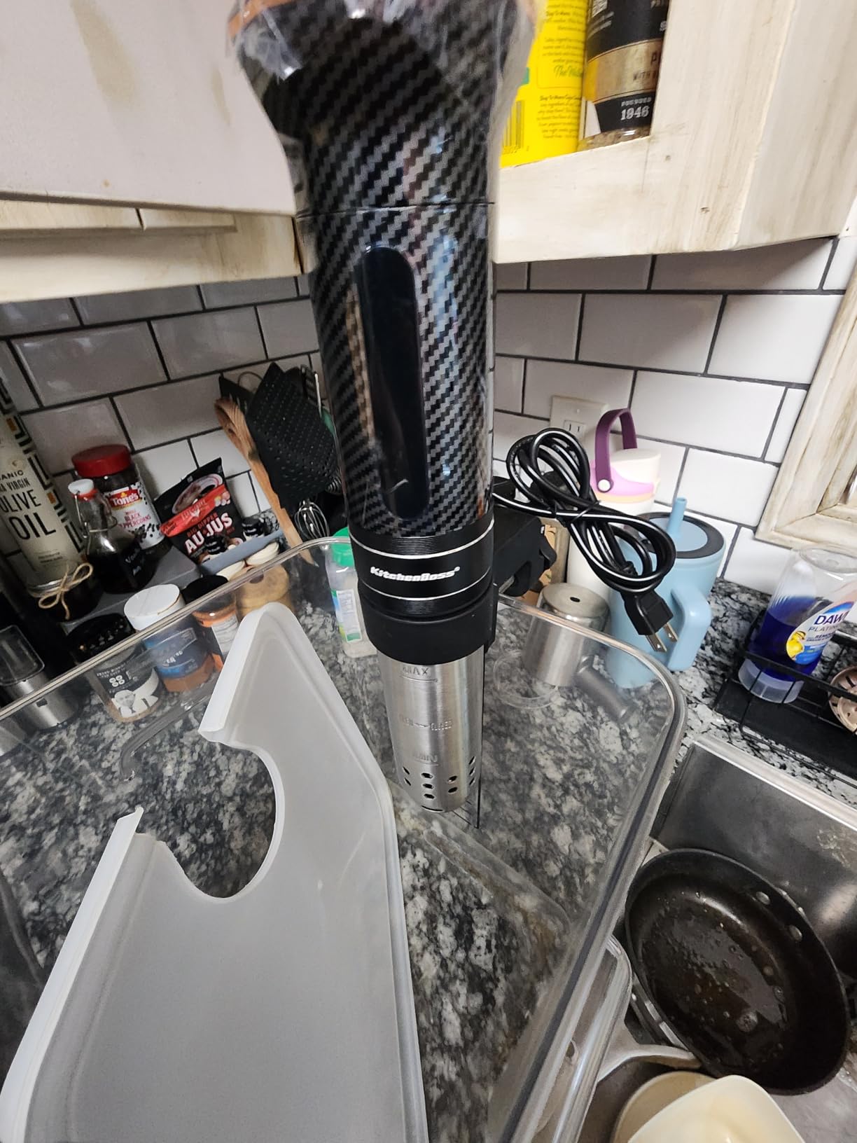 KitchenBoss Wifi Sous Vide Cooker: Ultra-quiet Sous Vide Machine Immersion Circulator APP Control, IPX7 Waterproof All-stainless Steel 1100W Sous Vide Precision Cooker Fast-Heating, Carbon Black customer photo 1