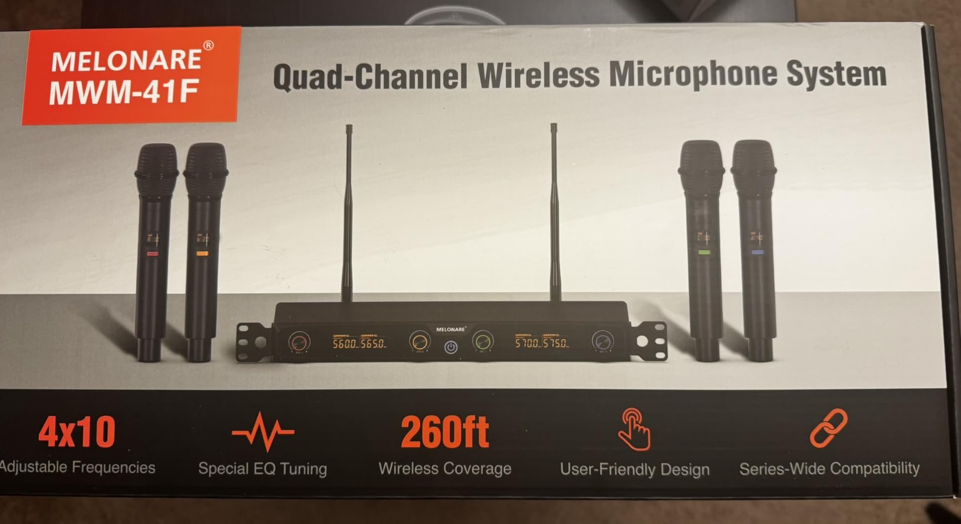 4-Channel Wireless Microphone System, UHF Rackmountable Cordless Mic Set w/ 4X 10 Frequencies, 260ft Range, Dynamic Handheld Microphone for Singing, Karaoke, Church, DJ, Party (MWM-41F) customer photo 2