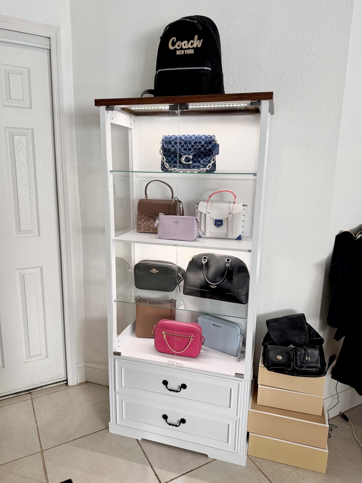 Glass Display Cabinet with Doors, 65