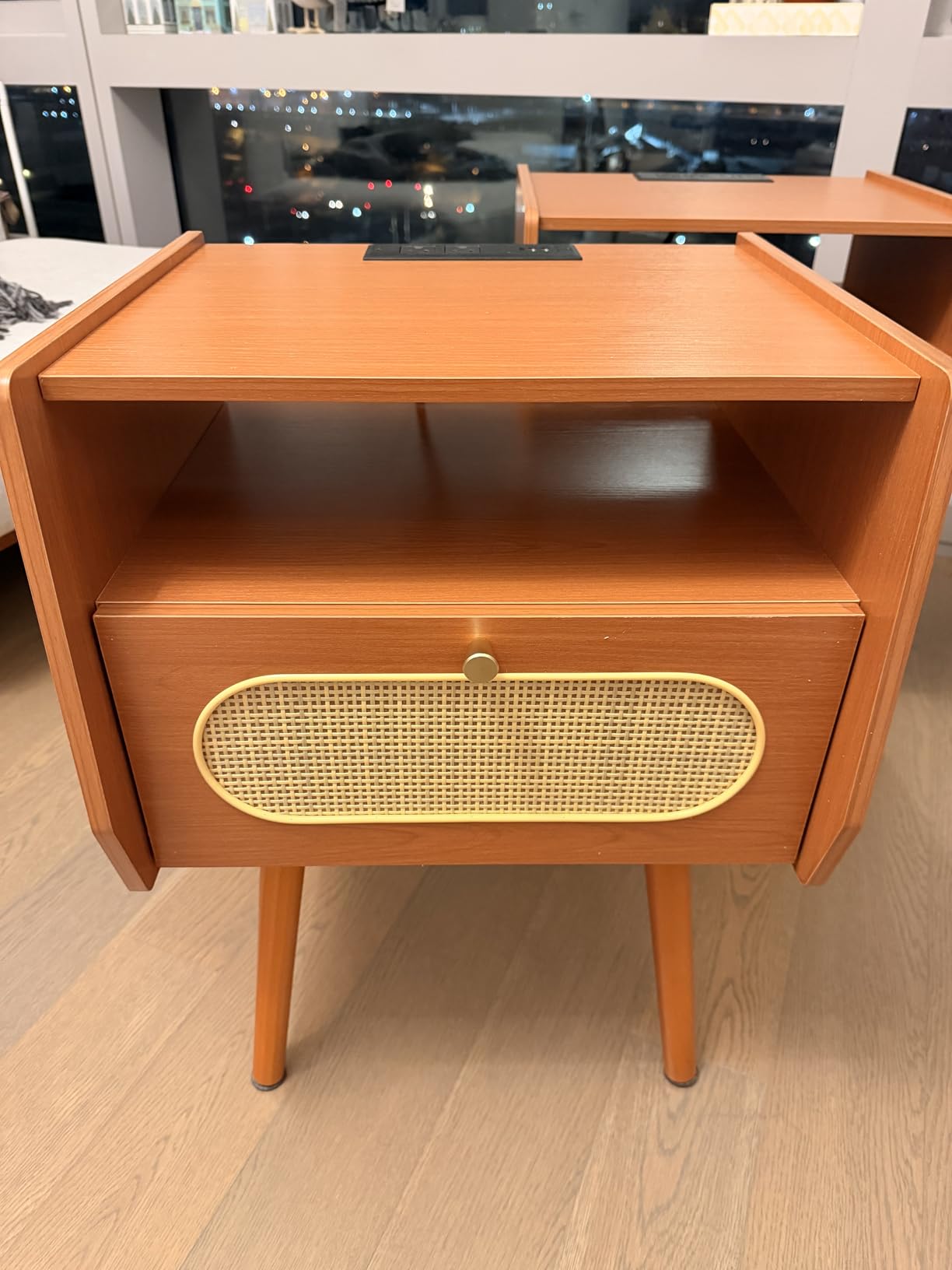 JOINICE Mid Century Modern Bedroom Set, 6 Drawer Dresser and Nightstand Sets for Bedroom, Night Stand Set 2 & 6 Drawer Dresser with Gold Handles, Wood Chest of Drawers Storage Cabinet Set, Walnut customer photo 2