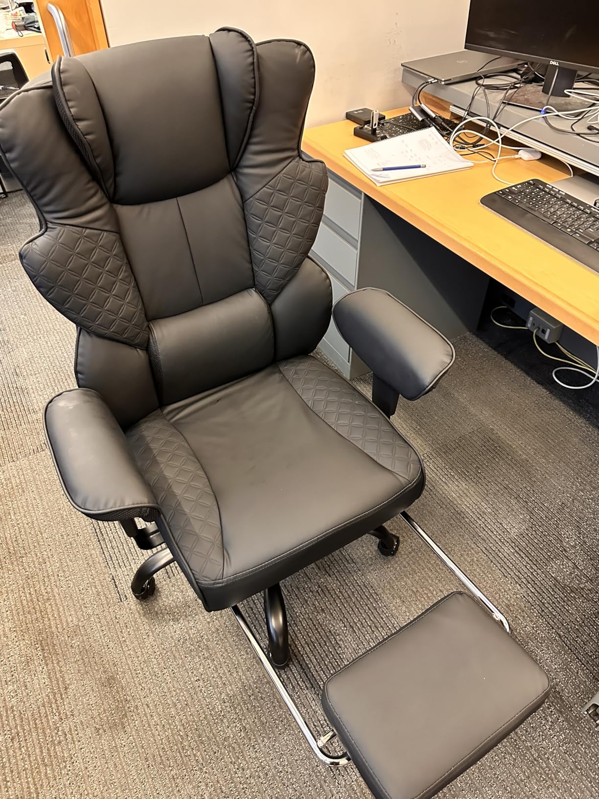 FelixKing Big and Tall Office Chair 500lbs - Ergonomic Desk Chair with Footrest, Scratch-Resistant PU Leather Computer Chair, 4D Lumbar Support Gaming Chair, Comfy Reclining Swivel Work Chair, Black customer photo 1