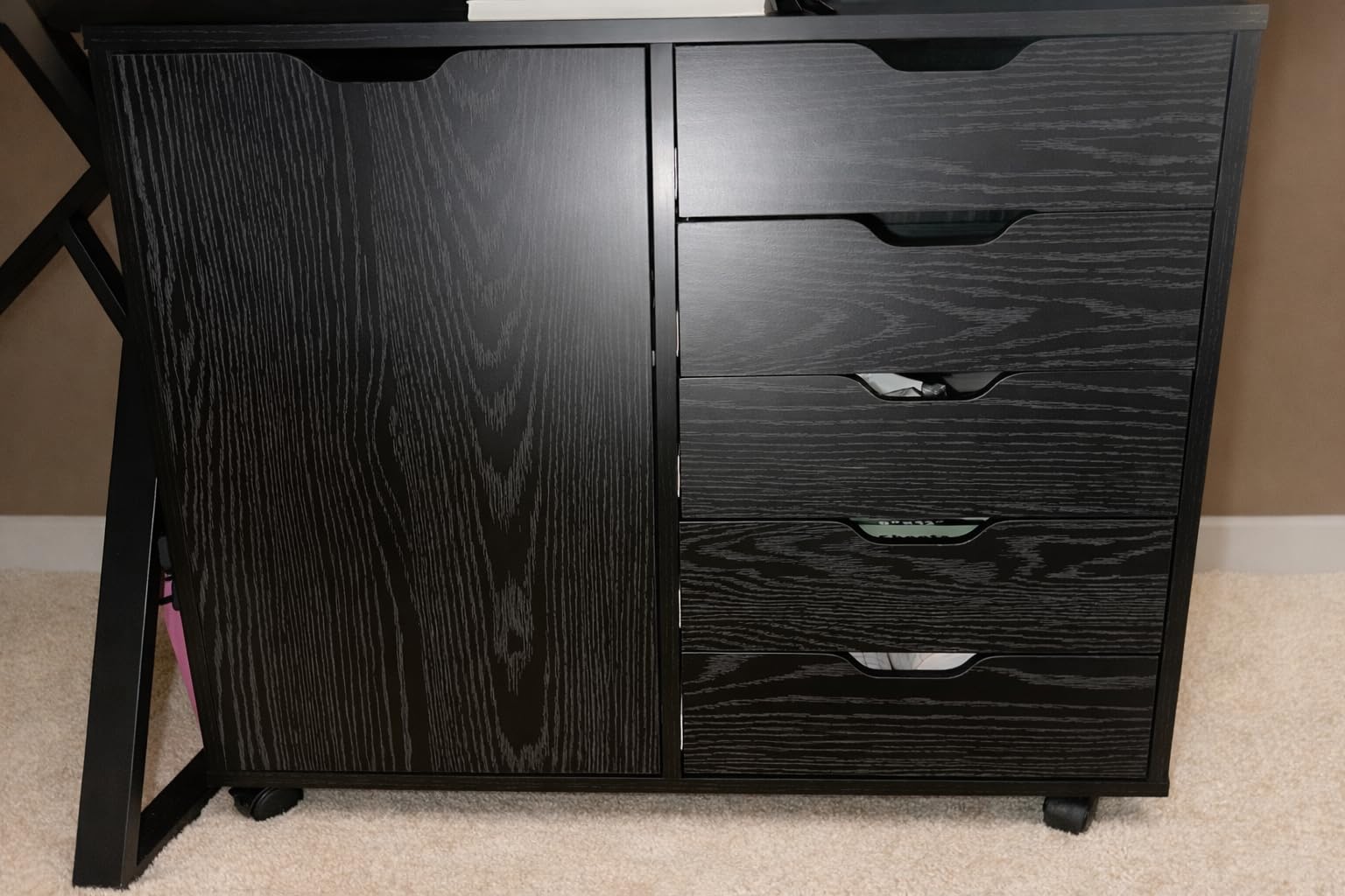 DEVAISE Mobile File Cabinet, 5-Drawer Wood Storage Chest with Door, Printer Stand for Home Office, Black customer photo 2