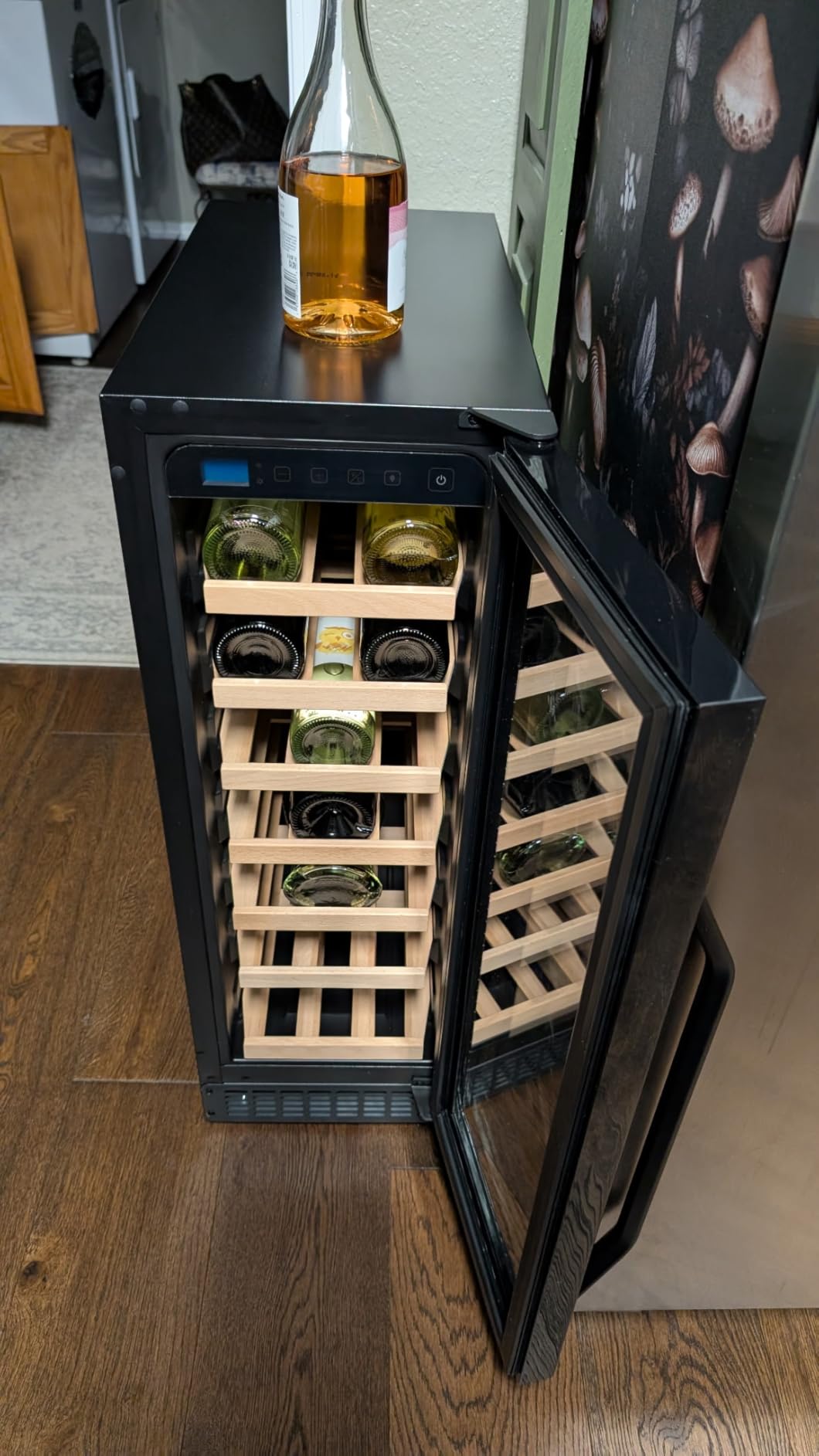 Wine and Beverage Refrigerator with Glass Door, 24-Inch Dual Zone Wine Fridge Under Counter - 21 Bottle and 60 Can Large Capacity Led Blue Light Smart Fast Cooling Wine Cooler Drink Fridge customer photo 2