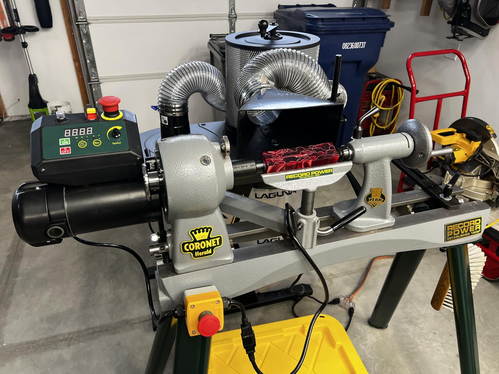 Record Power Coronet Herald Wood Lathe - Professional Benchtop Lathe with Swivel Head, 1 HP Motor, Variable Speed 95-3890 RPM, 1-1/4
