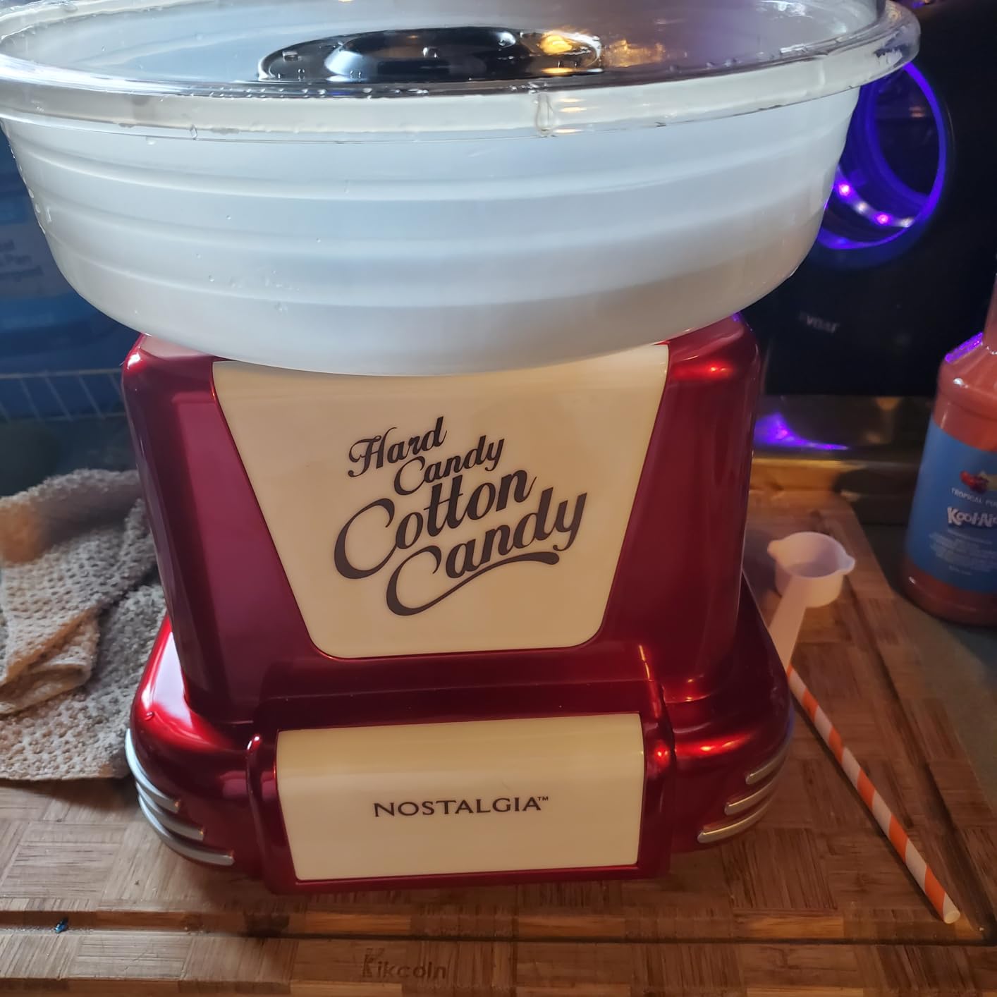 Nostalgia Countertop Cotton Candy Machine - Use Normal or Sugar-Free Candy or Flossing Sugar - Includes 2 Reusable Cones and Measuring Scoop - Aqua customer photo 2