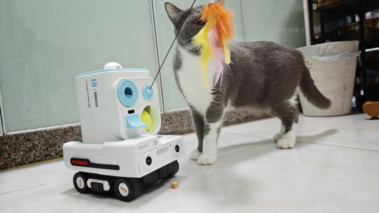 Pmate AI Pet Robot Companion for Dogs & Cats, with Visual Recognition, Remote Video Interaction, Auto Feeding & Play, Red Light Teaser, Night Vision, Auto Charging, Blue customer photo 1