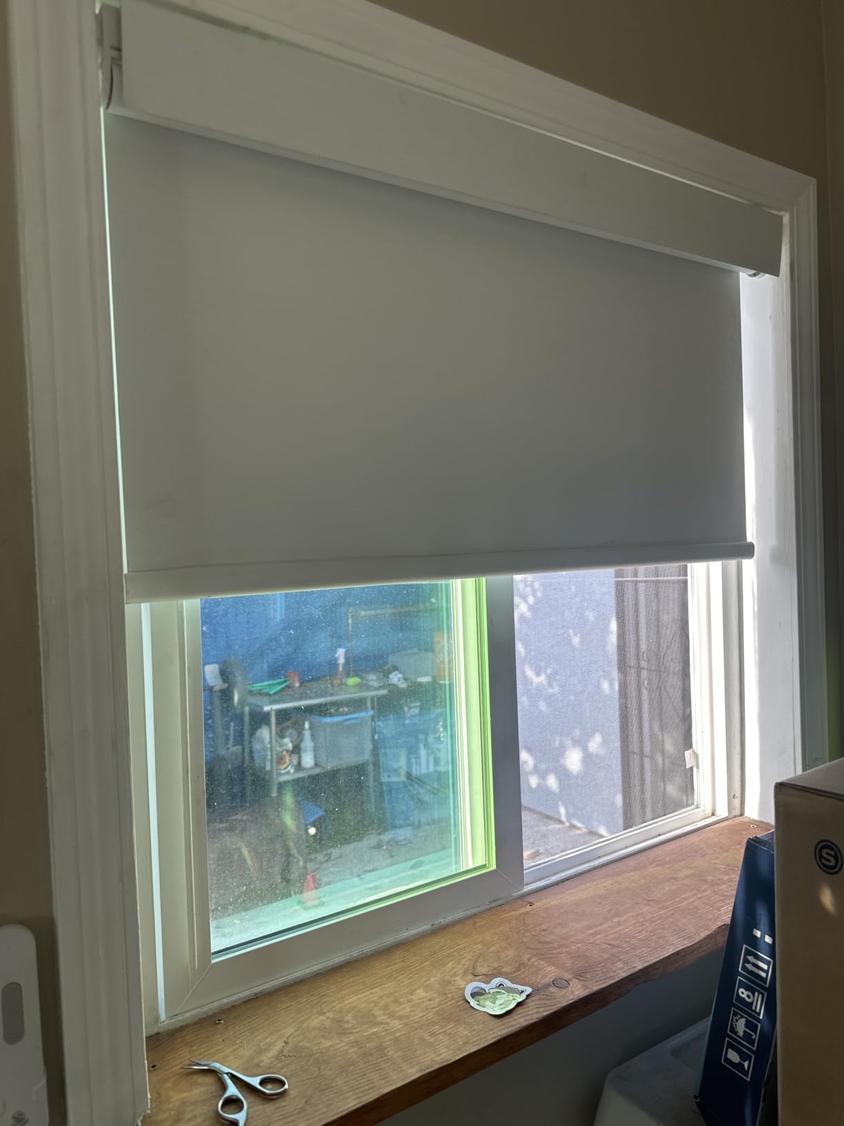 No Drill Motorized Blinds with Remote, Blackout Automatic Blinds with Solar Panel, Cordless Smart Electric Roller Shades for Windows, White, 34 x 72 customer photo 1