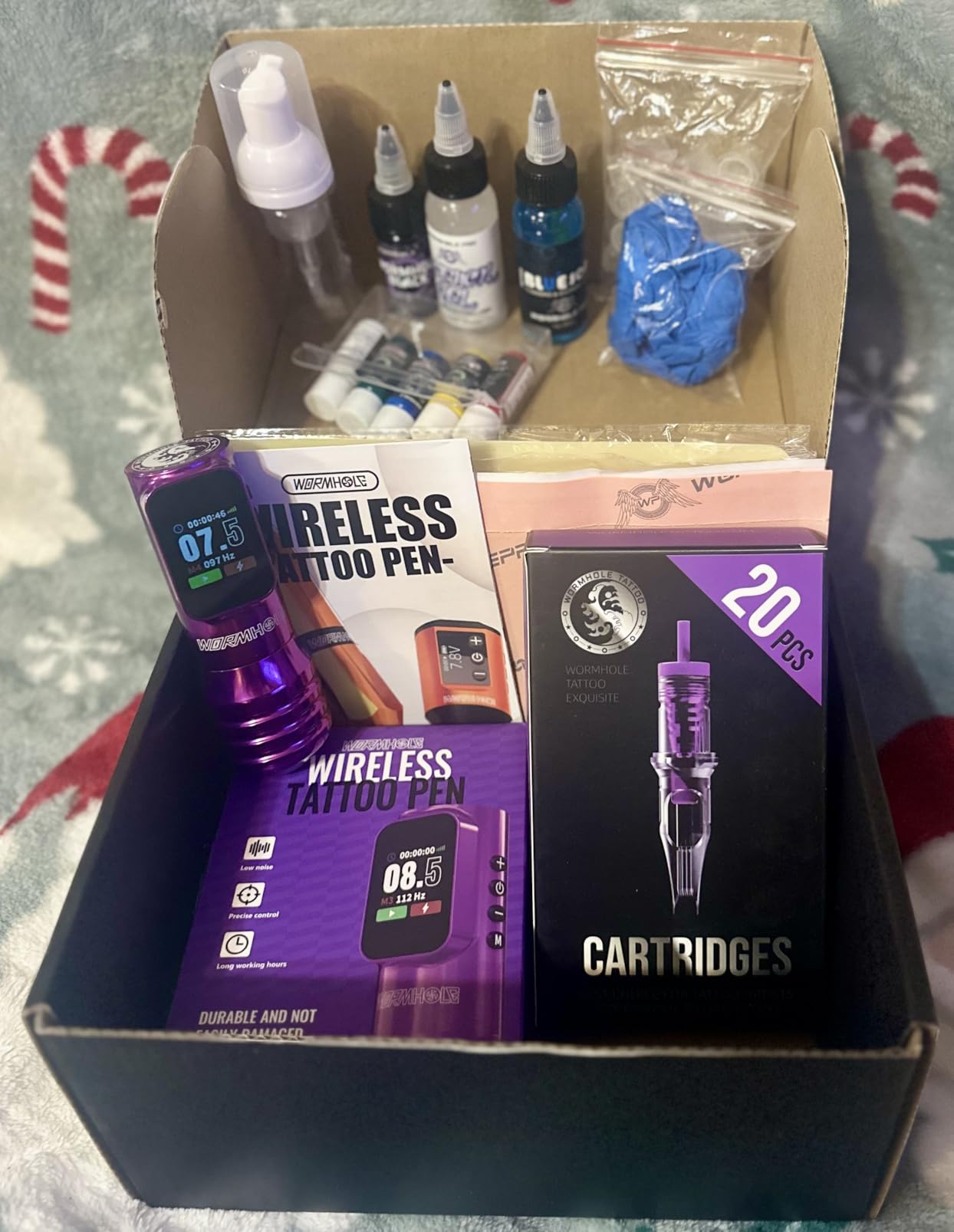 Wormhole Wireless Tattoo Gun Kit, Professional Tattoo Machine with Dual 2300mAh Batteries, Adjustable Stroke, Tattoo Ink, Tattoo Blue Soap, Aluminum Alloy Tattoo Pen, Complete Tattoo Kit for Artists customer photo 1