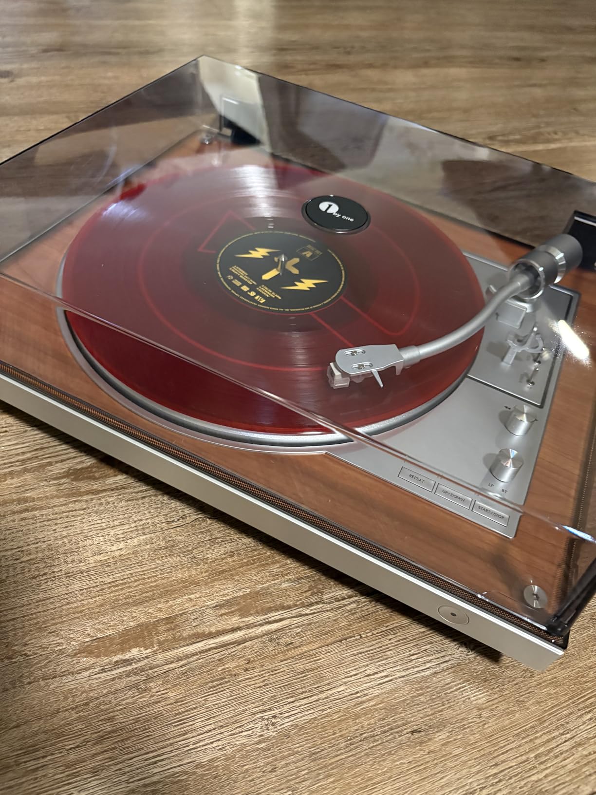 1 BY ONE Fully Automatic Belt-Drive Turntable, Wireless Vinyl Record Player with Automatic Repeat Function, Remote Control, Phono Preamp, AT-3600L Cartridge, 33/45 RPM customer photo 1