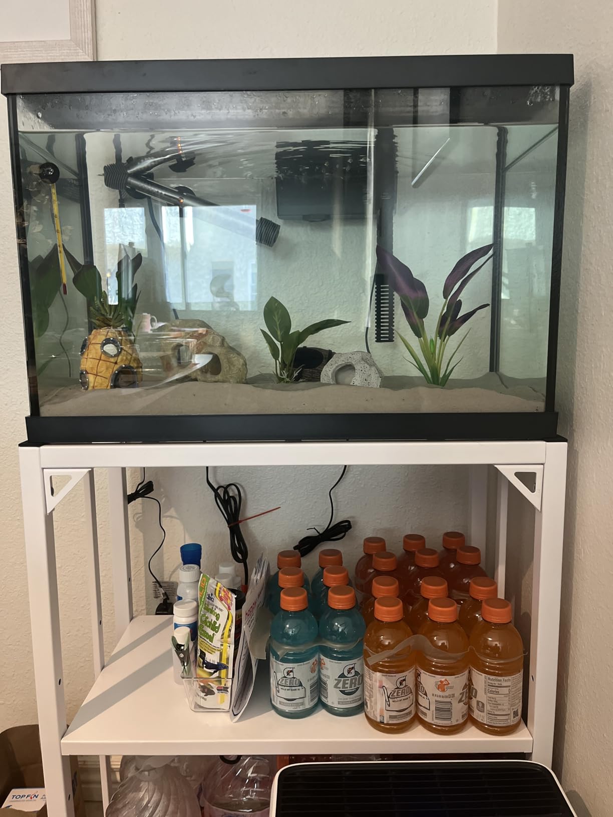 Fish Tank Stand, 50-75 Gallon Heavy Duty Metal Aquarium Stands, Reptile Tank, Turtle Tank, Breeder Tank Stand, 900LBS Capacity Terrarium Stand Rack with 2-Tier Storage Shelves (47.8