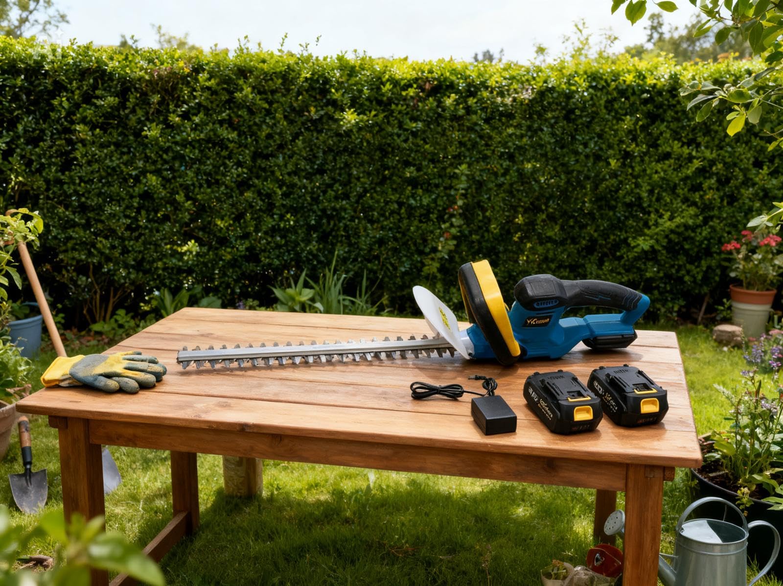 20V Hedge Trimmer Cordless, 22 Inch Tree Trimmer with 2x4.0Ah Batteries and Charger, Handheld Electric Trimmers, Grass Shrub Pruning Cutter, Lightweight & Compact Hedge Shear for Garden, Lawn customer photo 1