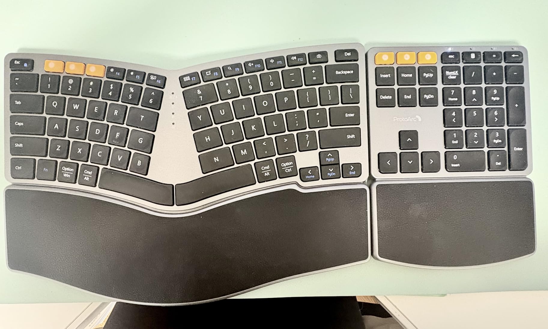 ProtoArc Bluetooth Ergonomic Keyboard, Wireless Ergonomic Keyboard with Separate Number Pad, Dual Bluetooth and USB, Hard Palm Rest, Split Design, Rechargeable for Windows/Mac/Android customer photo 1