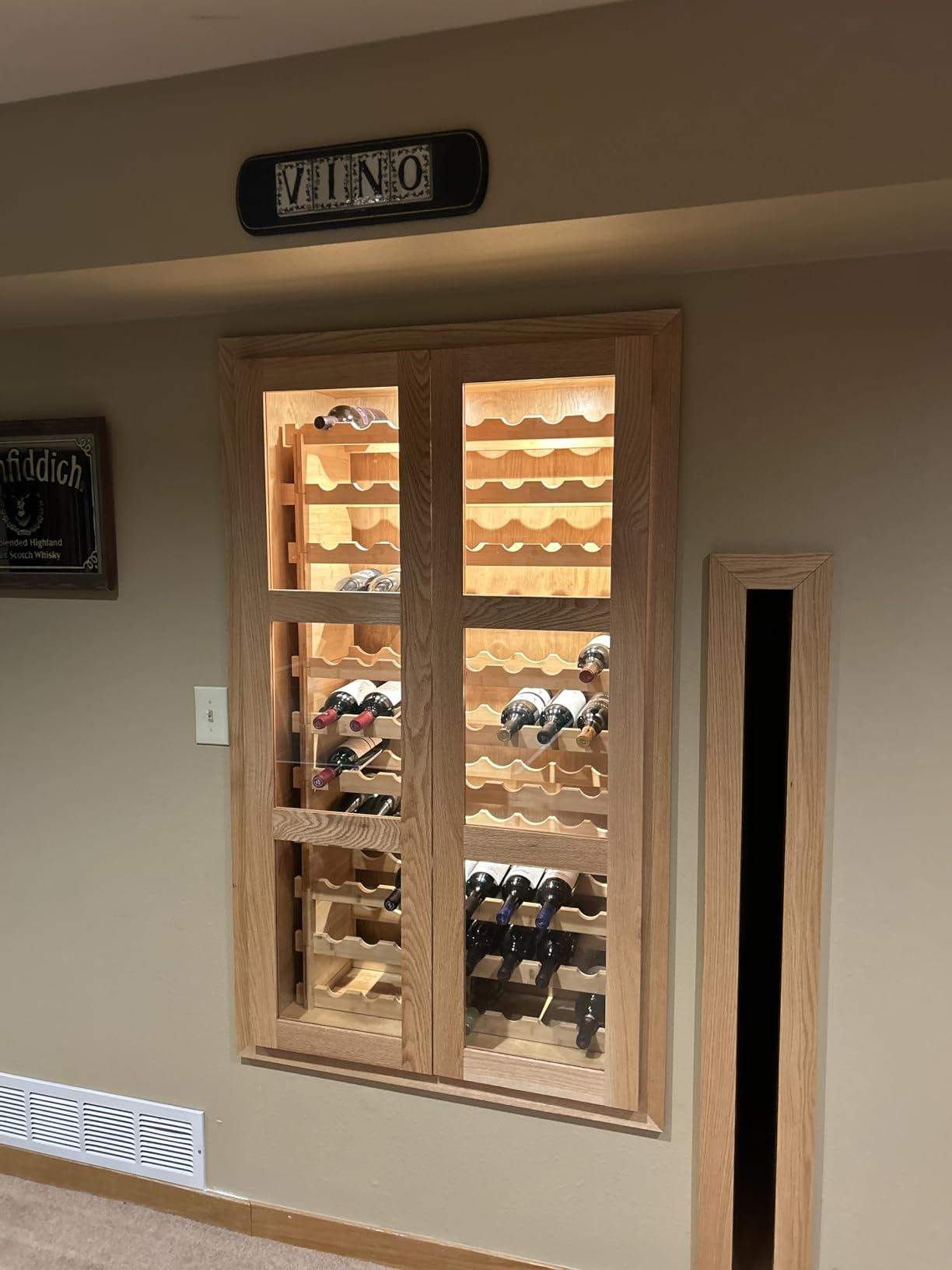 VEVOR 96 Bottle Stackable Modular Wine Rack, 8-Tier Wine Bottle Holder, Solid Wood Floor Freestanding Wine Storage Rack for Pinot Noir Bottles, for Kitchen, Cellar, and Bar, Natural customer photo 2