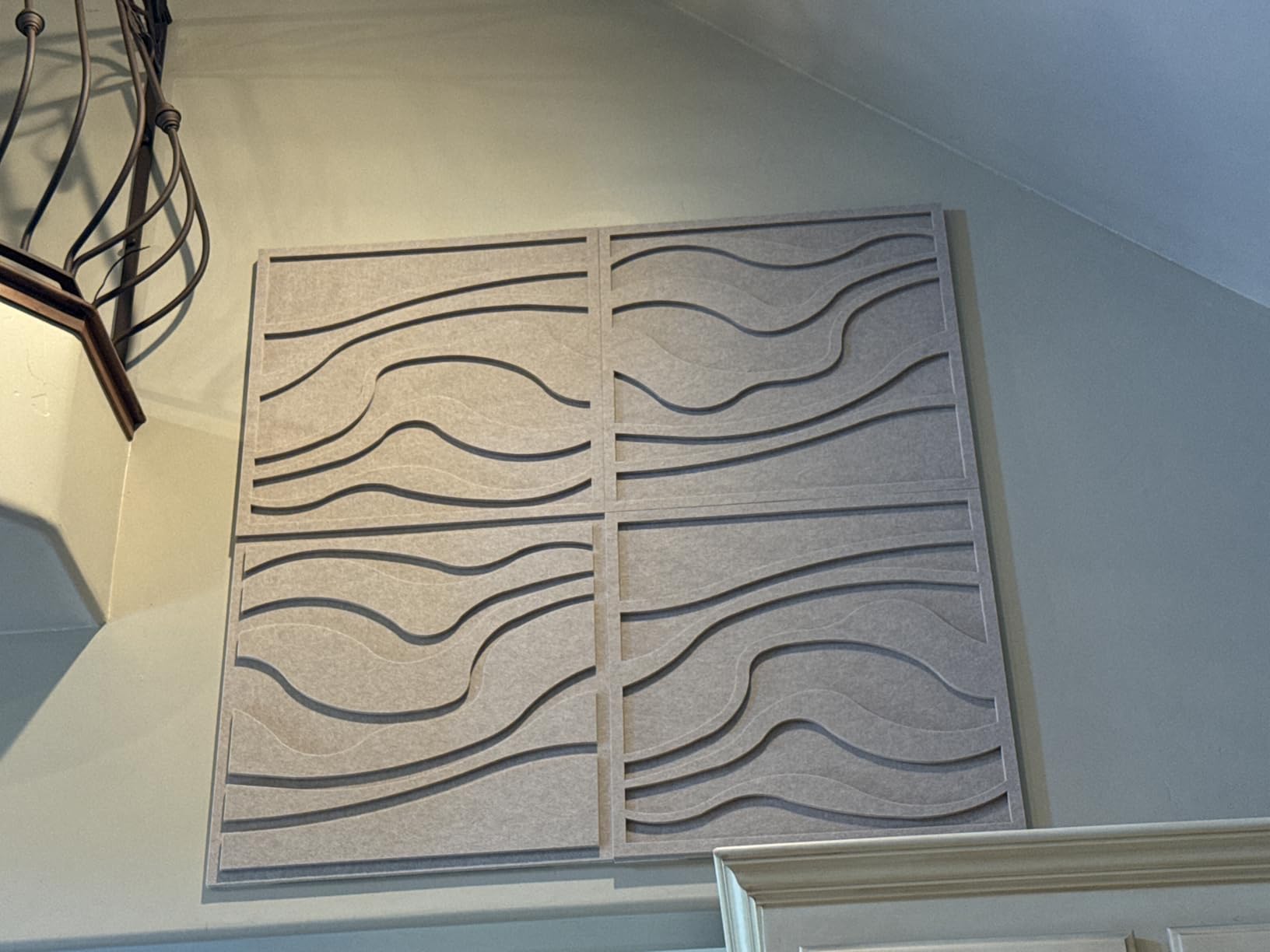 BUBOS 4 Pack Large Acoustic Panels, Total-Size 47.2 x 23.6 Inches Soundproof Wall Panels, Decorative Sound Panels, Self-Adhesive Acoustic Wall Panels for Recording Studio, Home&Office (Camel, 4 Pack) customer photo 1