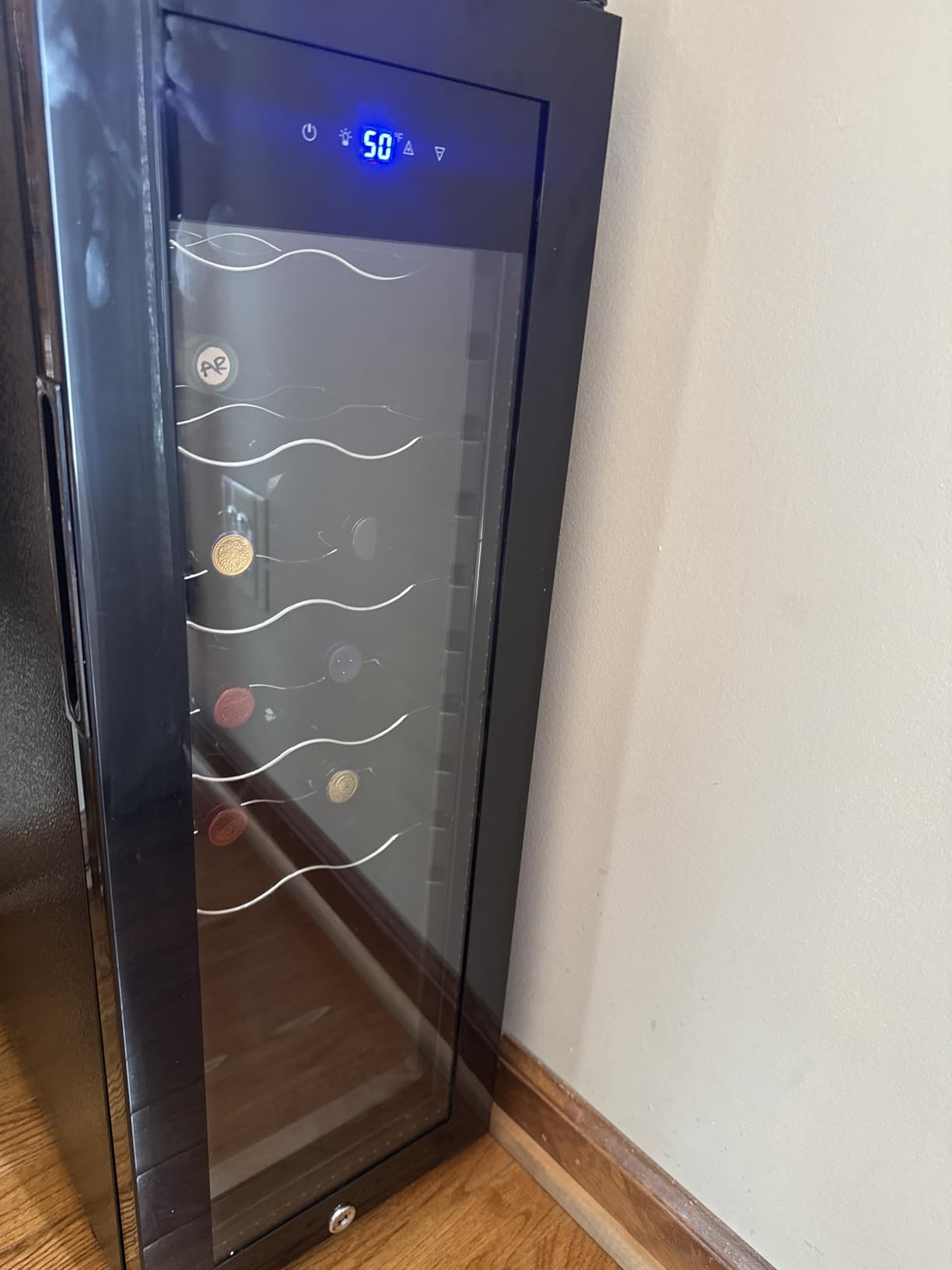 12 Bottle Wine Cooler Refrigerator - Small Wine Fridge for Red, White, Champagne, Freestanding Wine Cellar with Glass Door & Digital Temperature Control for Home Bar, Office customer photo 2