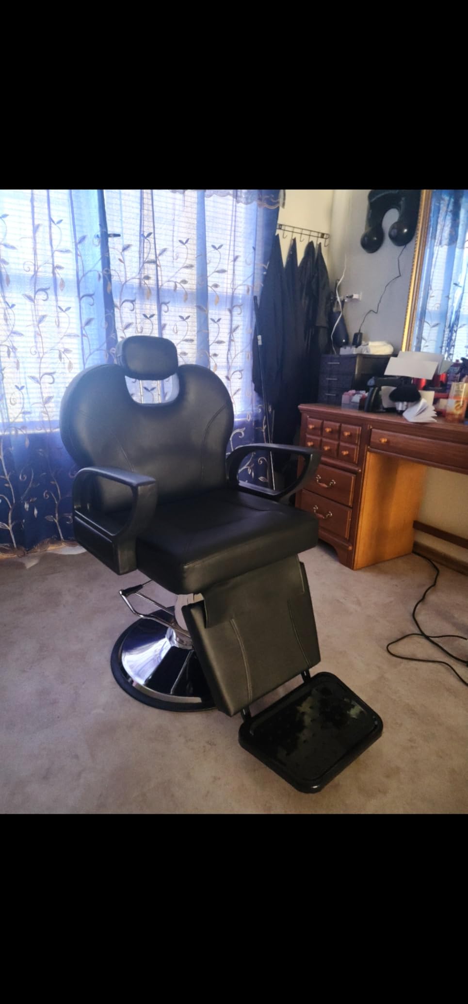 Artist hand Barber Chair Reclining Salon Chairs for Hair Stylist, Heavy Duty Stylist Hairdressing Shampoo Chair with Headrest and Footrest, 360 Degree Swivel, Spa Beauty Equipment, Black customer photo 2