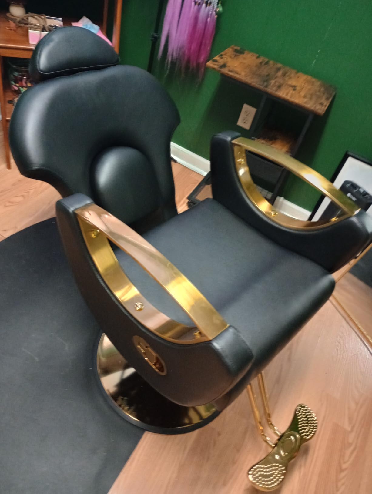 Salon Barber Chair, Reclining Salon Chairs for Hair Stylist, Hair Stylist Chair Heavy Duty Hydraulic Pump, 360 Swivel Styling Braiding Hairdresser Chair for Home Barbershop, All Matte Black customer photo 2