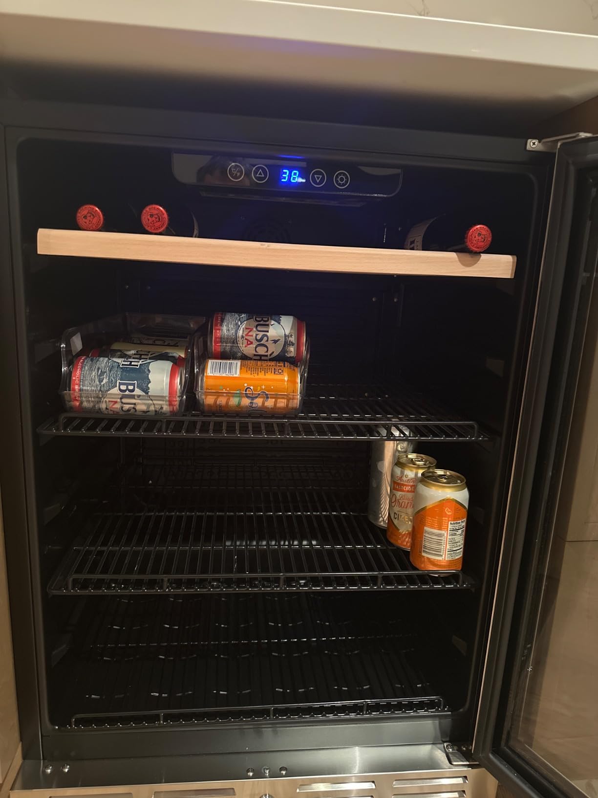 Kalamera 24 inch Wine Fridge Hold 21 Bottles and 75 Cans,Dual Zone Wine and Beverage Refrigerator,Built-In or Freestanding with Blue LED Light,for Home/Bar/Office customer photo 2