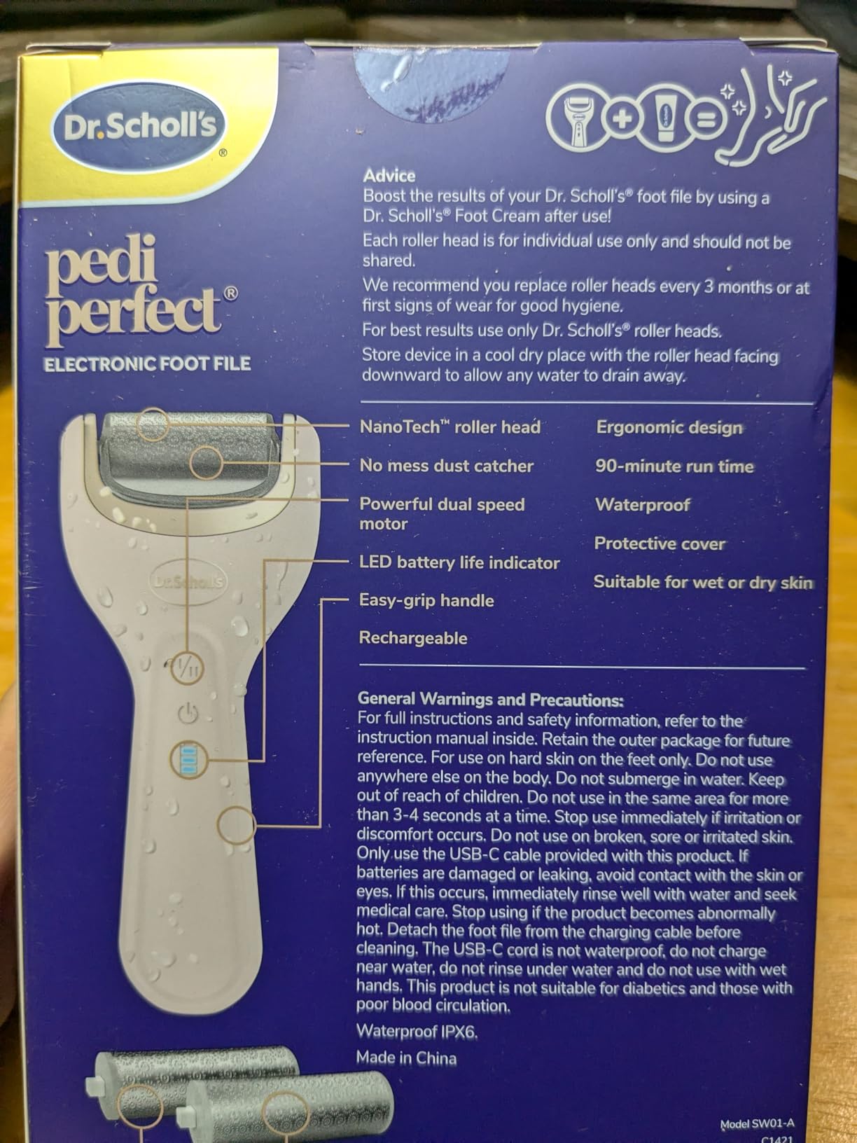 Dr. Scholl's Pedi Perfect Electric Foot Callus Remover, Waterproof, Rechargeable with x2 Roller Heads, Removes Hard Skin for Soft Beautiful Feet, 90 Minute Run Time, Dust Catcher, Pedicure Tools customer photo 2