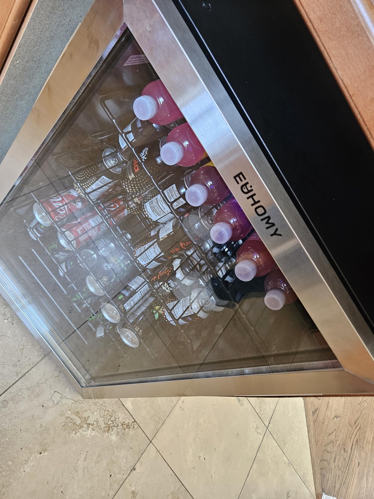 EUHOMY Mini Fridge 130 Can Beverage Refrigerator Cooler Glass Door for Soda Beer Wine, Beverage Cooler for Home, Bar, Office with Digital Temperature Control Adjustable Shelves, 3.2 Cu.Ft, Silver customer photo 2