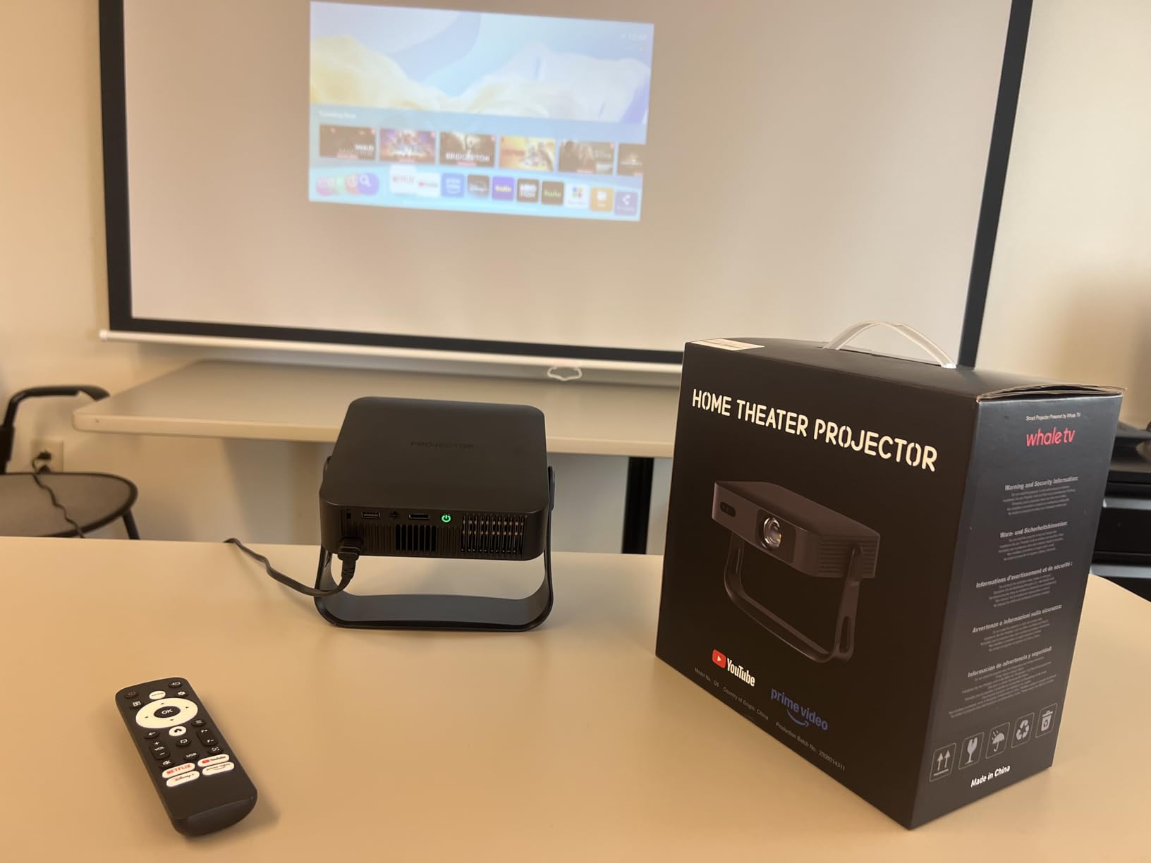 【White Projector & Built-in Apps】 XuanPad Mini Projector with Wi-Fi and Bluetooth, Full HD 1080P Smart Portable Projector with 210° Stand, Auto Vertical Keystone, Compatible with HDMI/USB/TV Stick customer photo 1