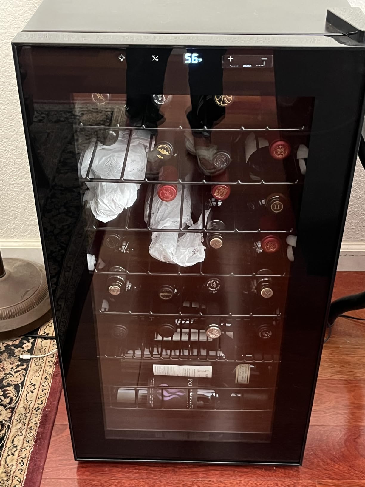 Yeego Wine Fridge - 46 Bottles Wine Cooler, 38-65℉ Digital Control with Double Glass Door & LED Light, Freestanding Wine Fridge Under Counter for Home Bar and Kitchen customer photo 2