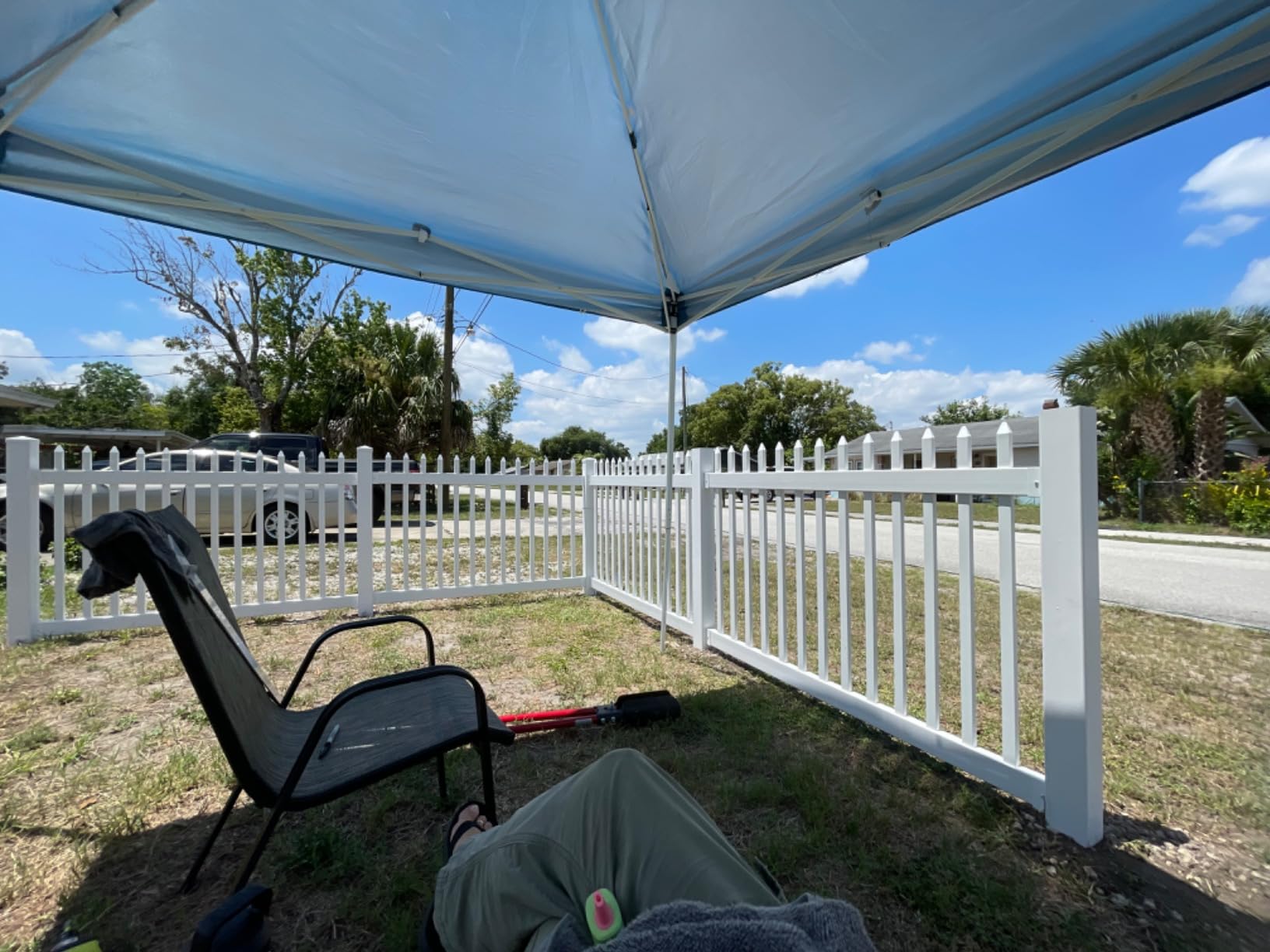 6ft H x 6ft W (1 Panel + 1 Post) Permanent No Dig WamBam Cambridge Fence Kit, Durable White Vinyl Privacy Fence, BL19110 customer photo 2