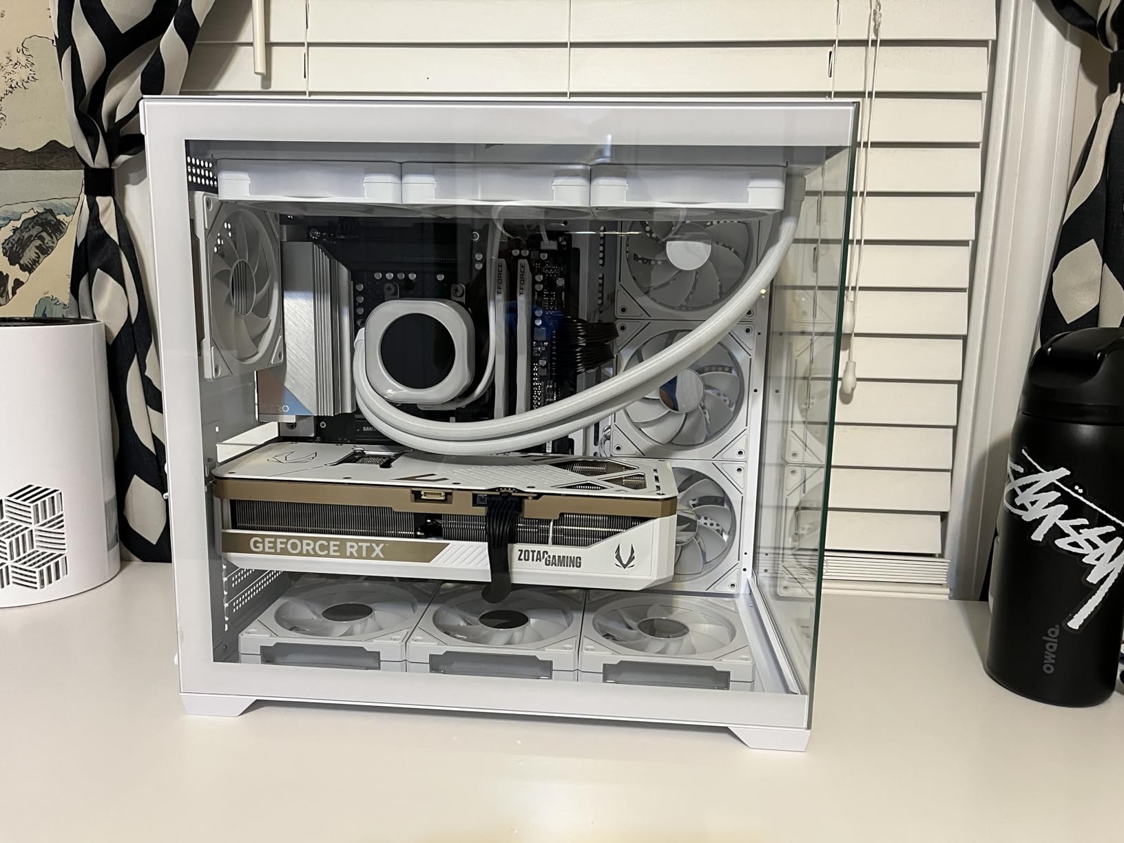 Micro ATX PC Case, Gaming MATX PC CASE with 3 PWM ARGB Fans Pre-Installed, Type-C Full-View Dual Tempered Glass, Computer CASE White customer photo 1