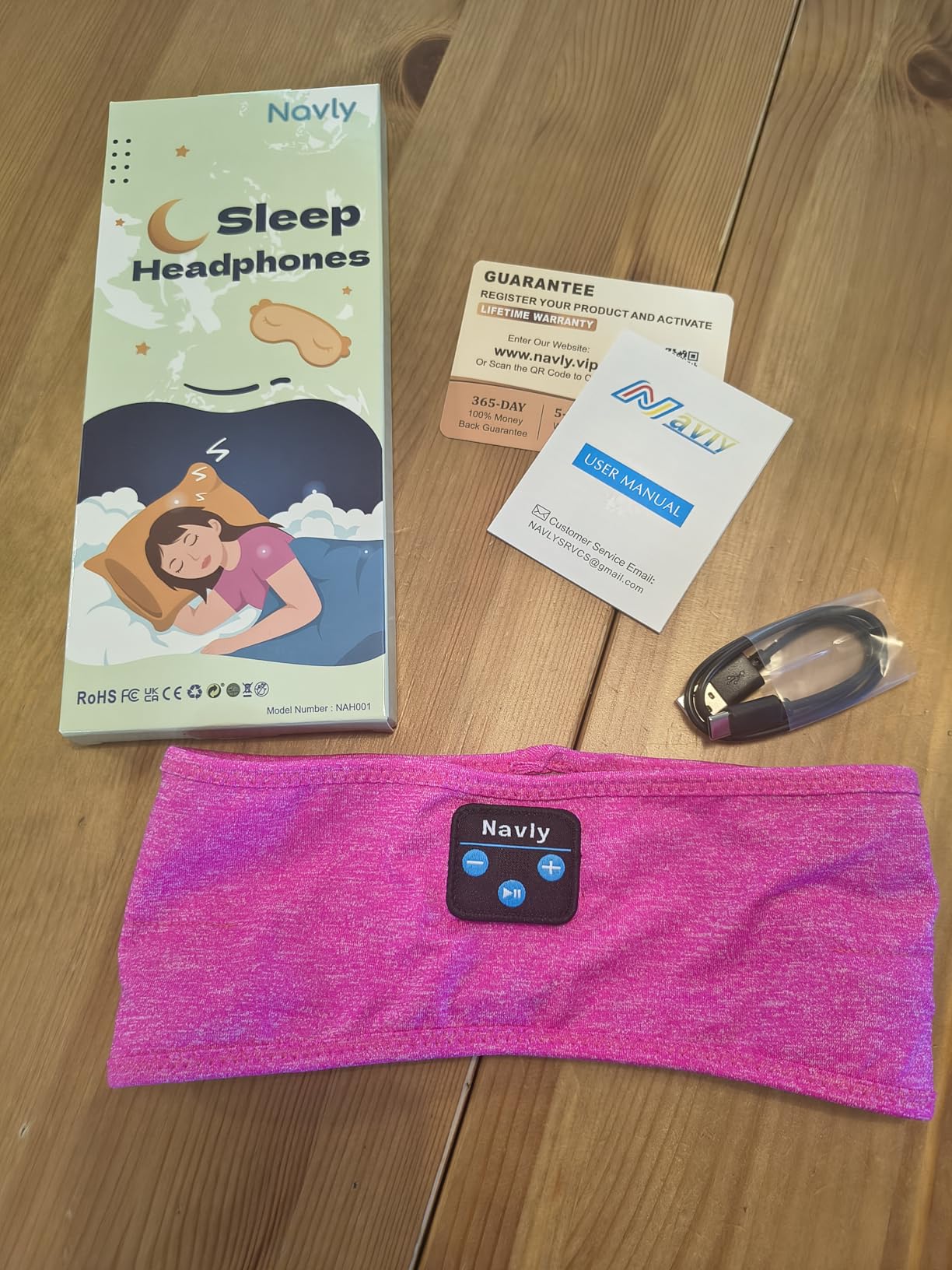 Navly Sleep Headphones for Side Sleepers, Washable Bluetooth Headband with Ultra-Thin Speakers for Reduced Pressure, Yoga, Travel (Black Ink) customer photo 1