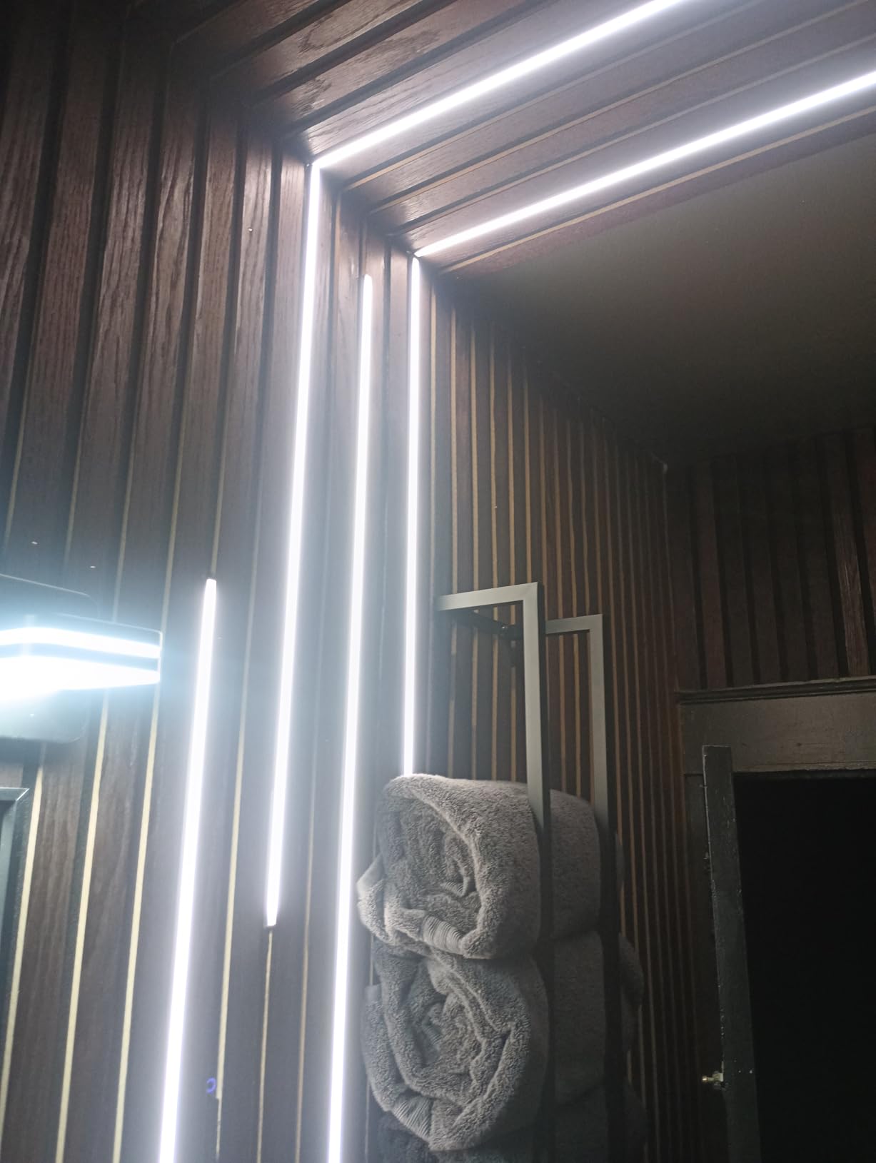 6-Lights LED Recessed Lighting Wall Panel Lights, Self-Adhesive Wood Slat Wall Panel Strip Light, 4000K Touchable Switch Dimmable LED Aluminum Channel lamp, Under Cabinet Light(39in+31.5in+23.6in) customer photo 2