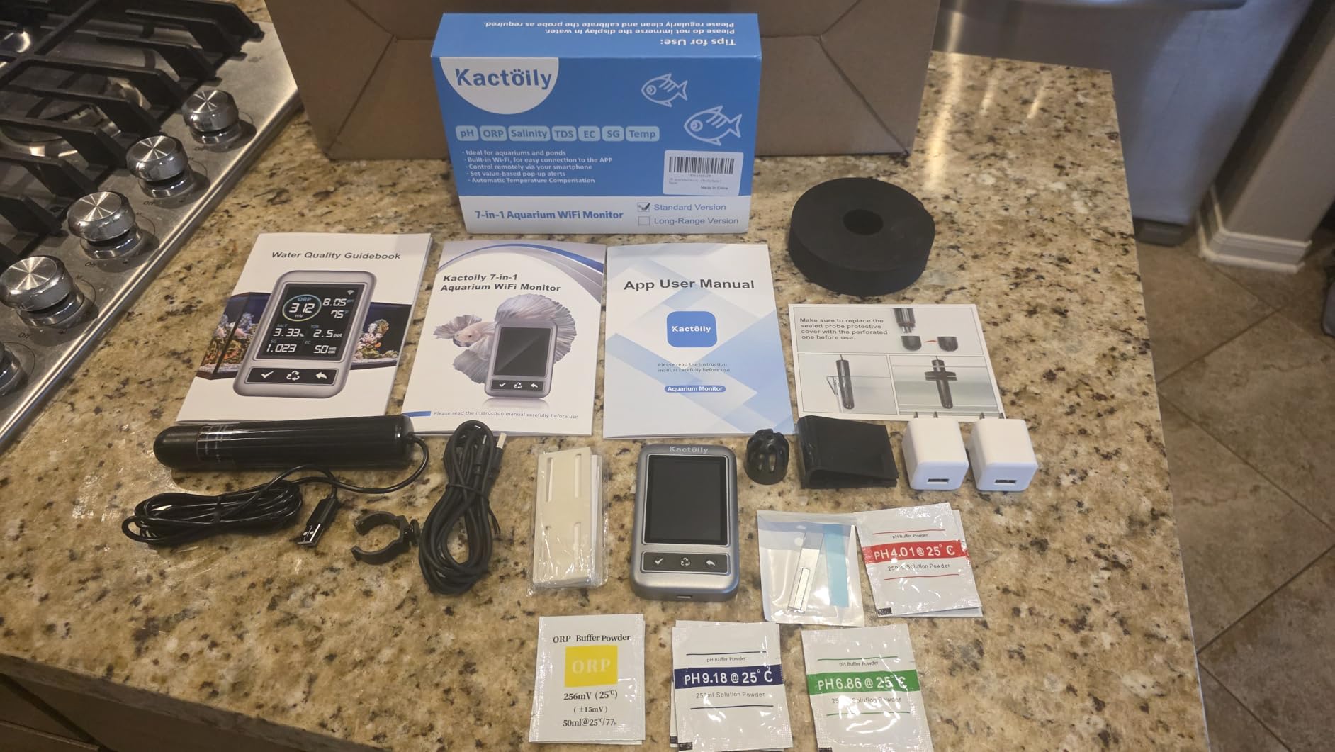 kactoily WiFi Aquarium Water Quality Monitor - 7 Parameter Digital Aquarium Water Tester for pH ORP EC TDS Salinity SG Temp, Freshwater & Saltwater Tanks customer photo 1