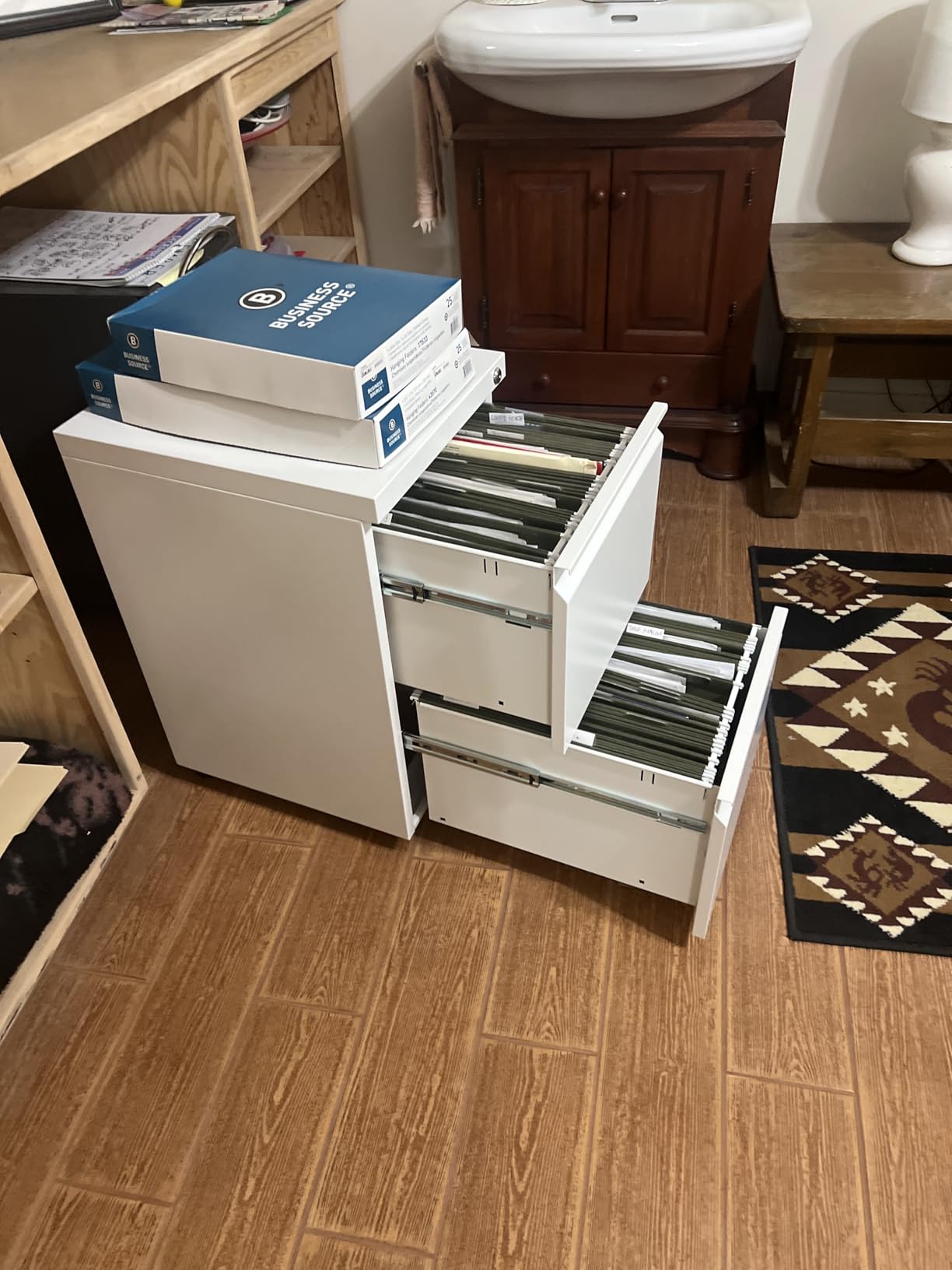 Aobabo 4 Drawer File Cabinet with Lock and Wheels, Metal Vertical Filing Cabinet with Anti-Tilt Interlock System for Home Office, Fits Letter/Legal Size, Black customer photo 1