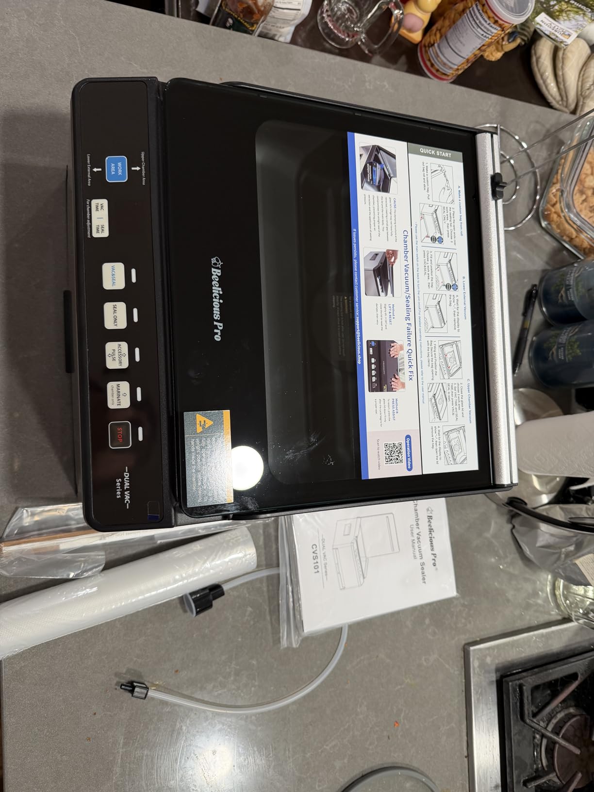 DualCore CVS101 Chamber Vacuum Sealer, 6L Dual Vacuum Zones for Liquids & Oversized Bags, External Vacuum Area, 100kPa Vacuum Dual-Core System with 4 Oil-Free Dry Pumps 12