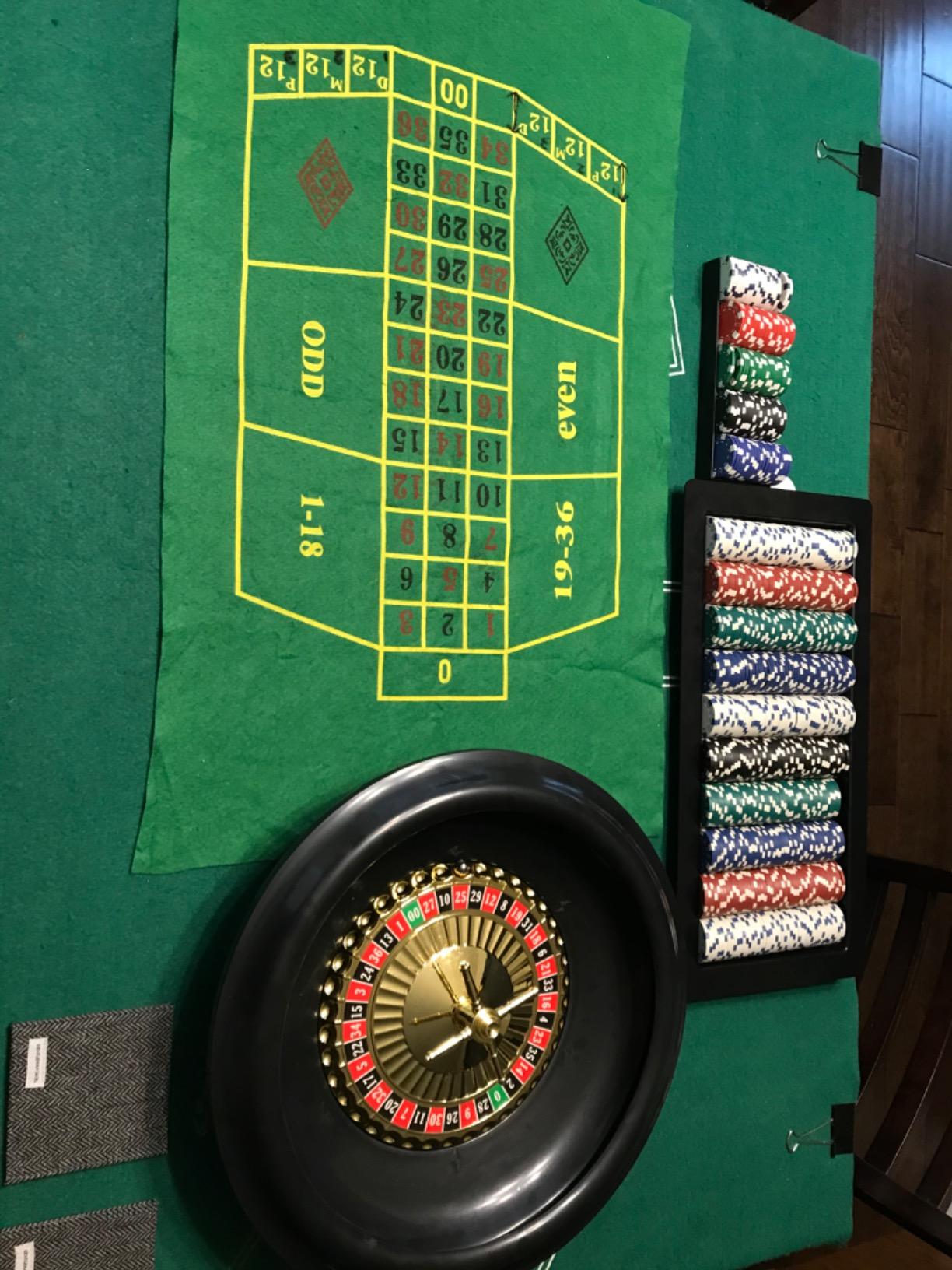 Roulette Wheel Set - 16-Inch Gambling Wheel with Reversible Roulette and Black Jack Table Cotton, Chips, 2 Decks of Cards, and More by Trademark Poker customer photo 1
