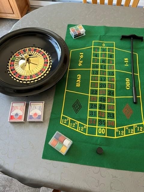 Roulette Wheel Set - 16-Inch Gambling Wheel with Reversible Roulette and Black Jack Table Cotton, Chips, 2 Decks of Cards, and More by Trademark Poker customer photo 2