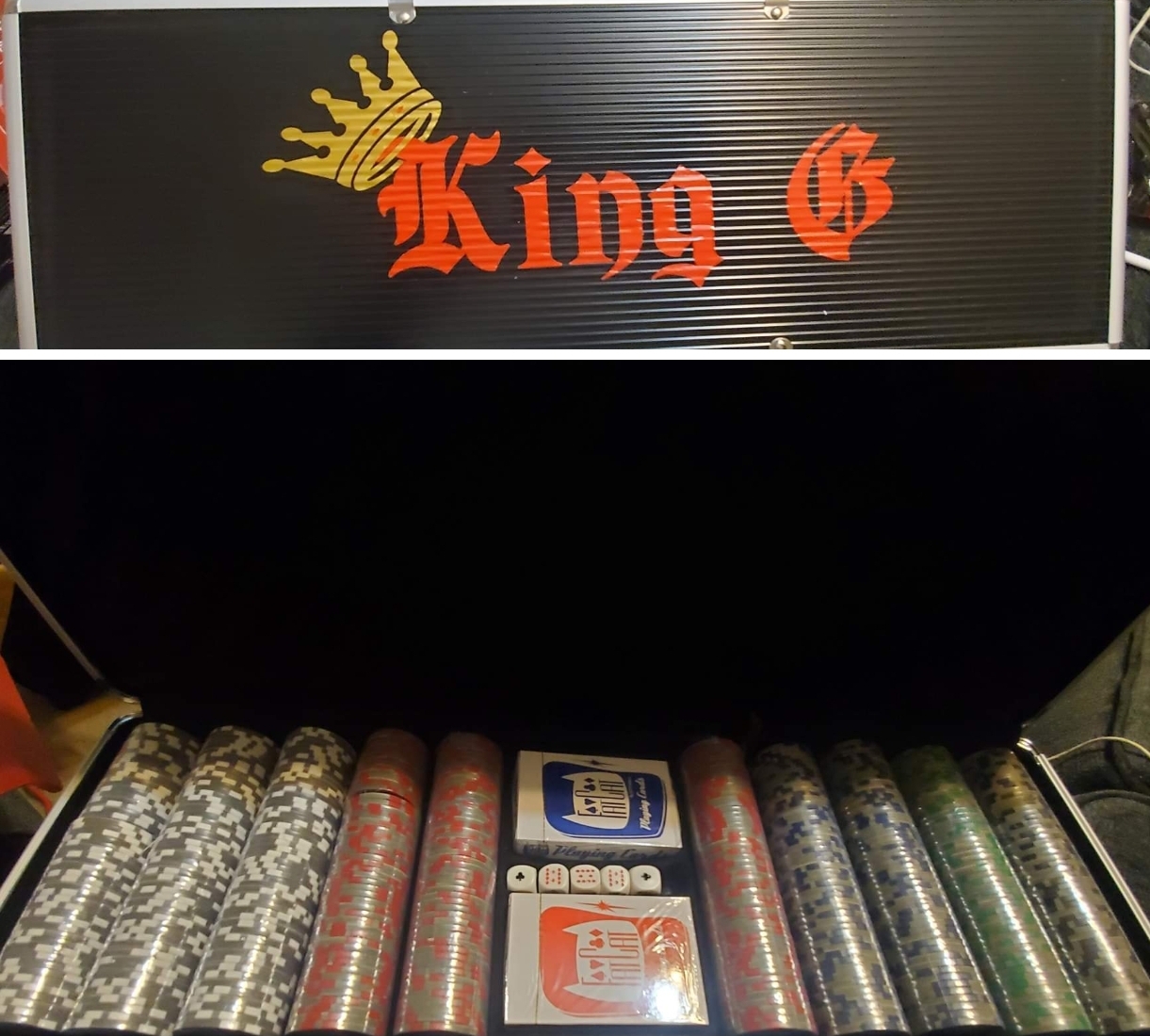 Fat Cat Bling 500 Count Poker Chip Set with Aluminum Case, 13.5 Gram Clay Poker Chips for Texas Holden, Casino Poker Set with Cards and Dice customer photo 1