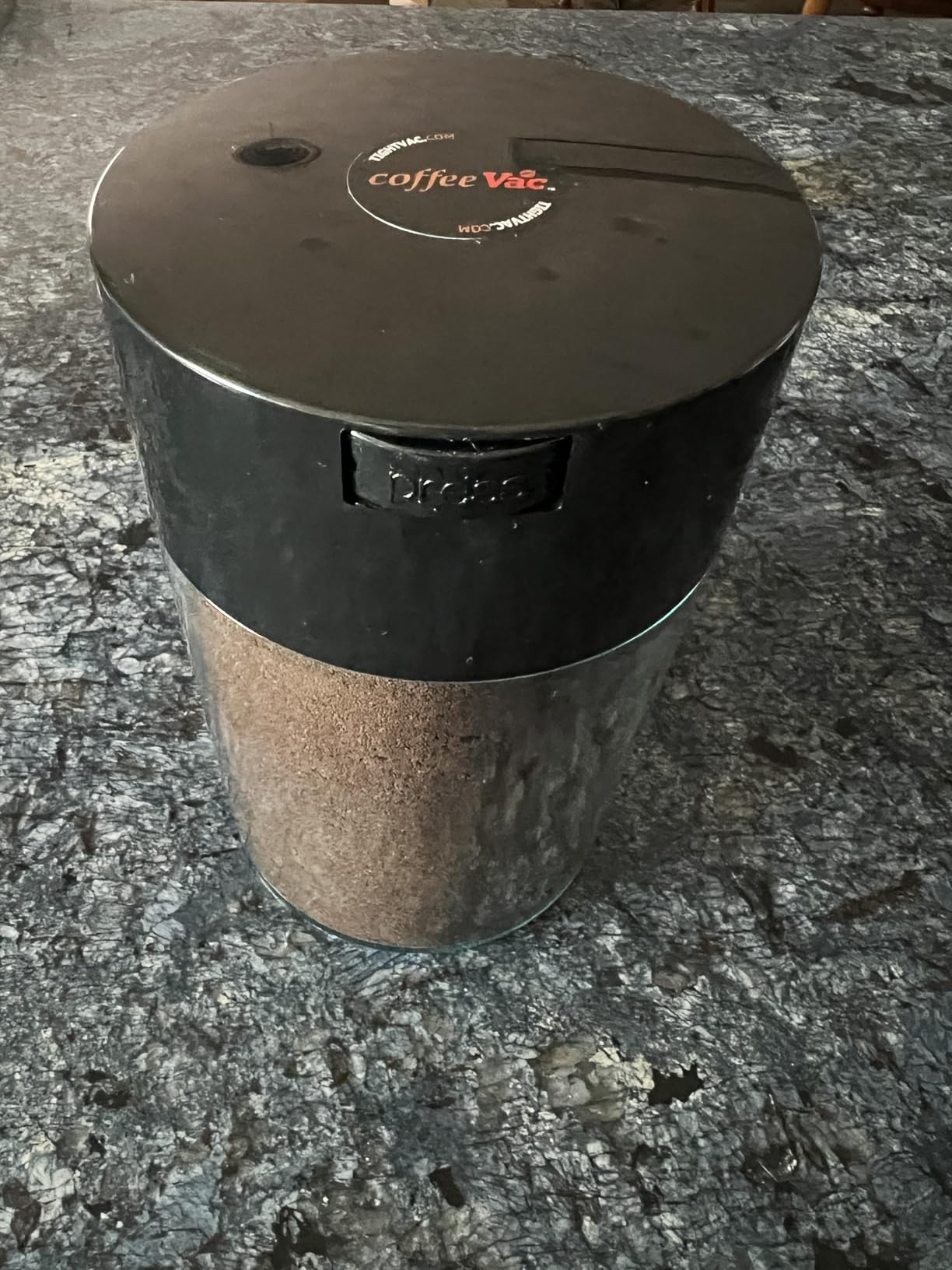COFFEEVAC 1LB Patented Airtight Multi-use Vacuum Smell Proof Ground Coffee Bean Container, Black Cap and Body, 1.85-Liter/1.6-Quart customer photo 2