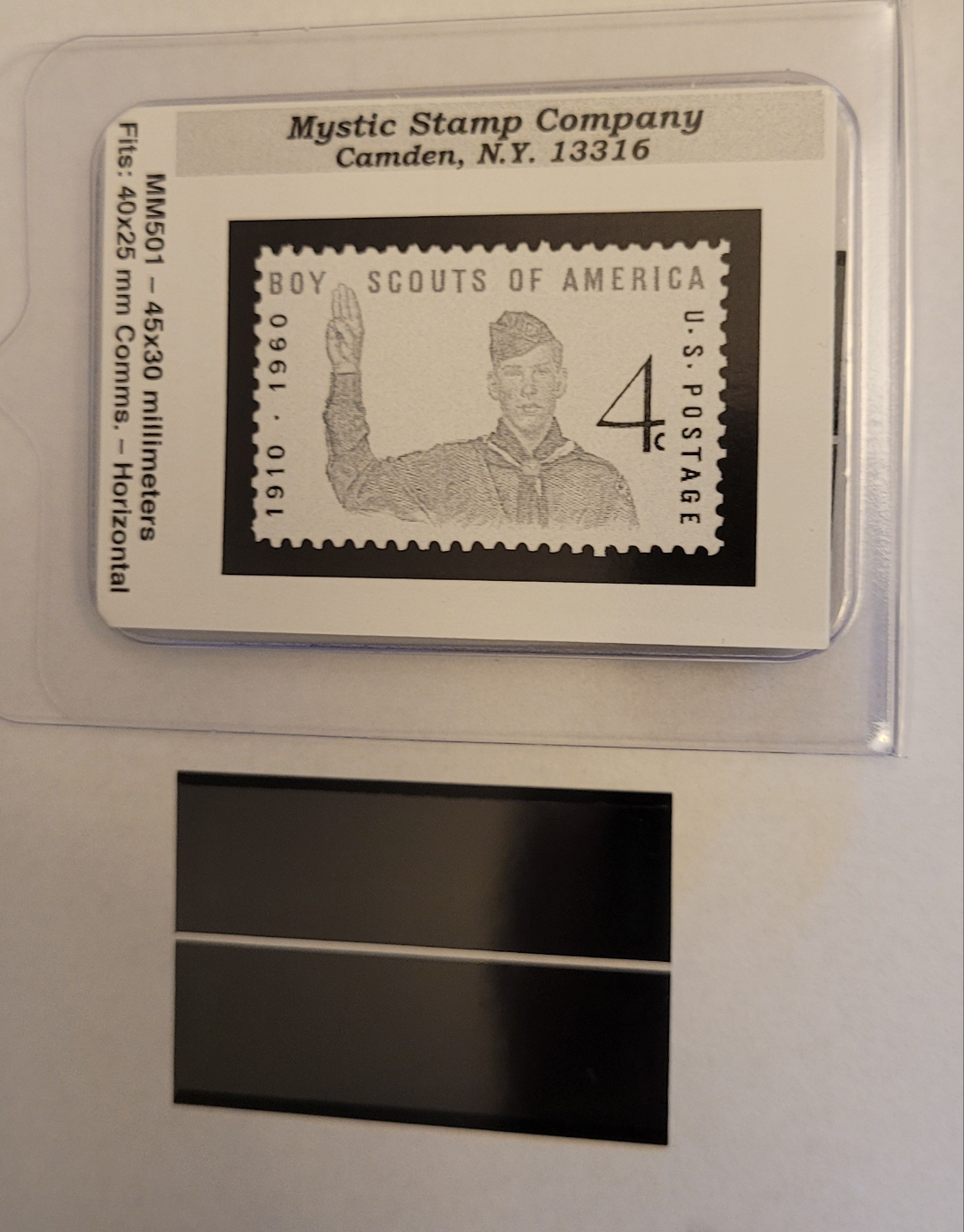 Mystic Stamp Company 450 Black Stamp Mounts with Split-back Value Pack 10 different sizes=