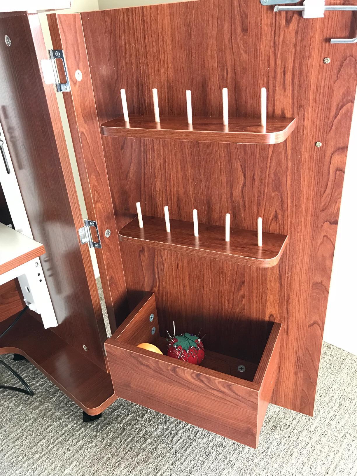 Kangaroo Bandicoot Sewing Cabinet with Lift - Quilting & Sewing Machine Table with Expandable Work Surface & Storage, Teak customer photo 1