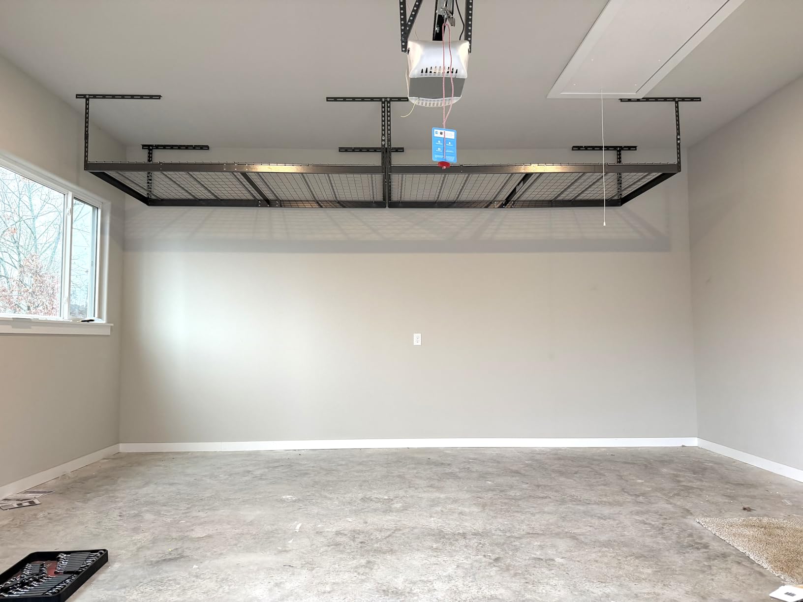 MonsterRax Overhead Garage Storage Rack - 4 x 8 Ceiling Shelving, Adjustable Hanging Racks, White, 24