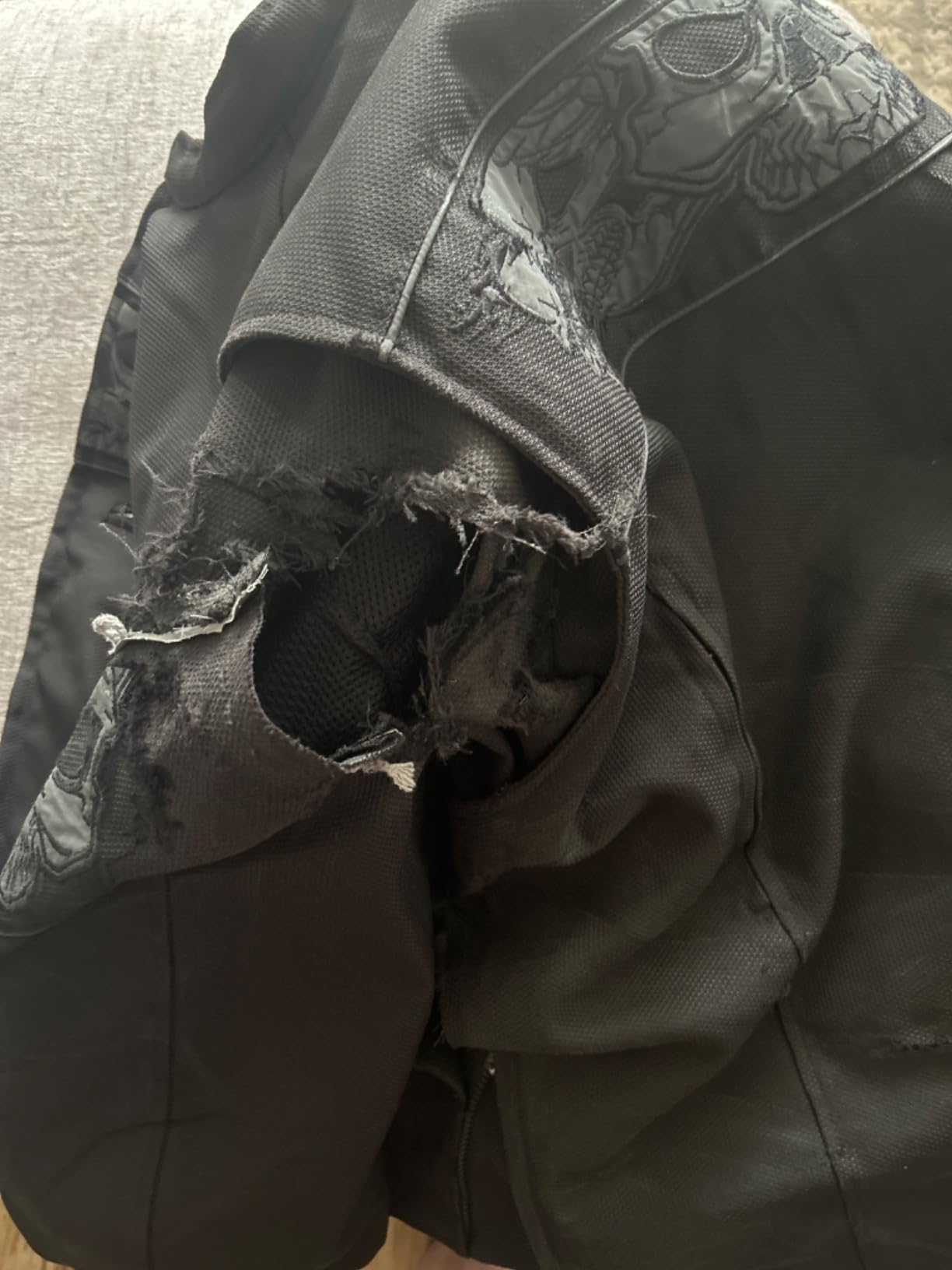Milwaukee Leather MPM1730 Men's Black Padded Textile All Season Motorcycle Jacket w/Reflective Skulls Artwork customer photo 2