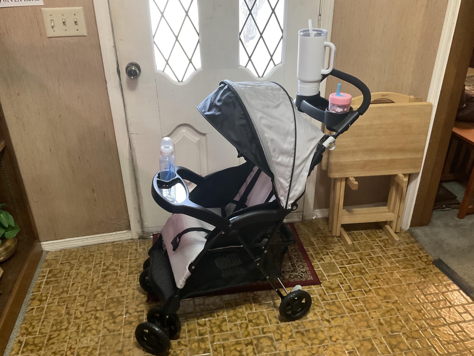 Kolcraft Cloud Plus Lightweight Umbrella Stroller for Toddlers with Reclining Seat, Large Storage Basket, Canopy, Infant & Parent Trays, Compact Fold for Summer Travel, Slate Gray customer photo 2