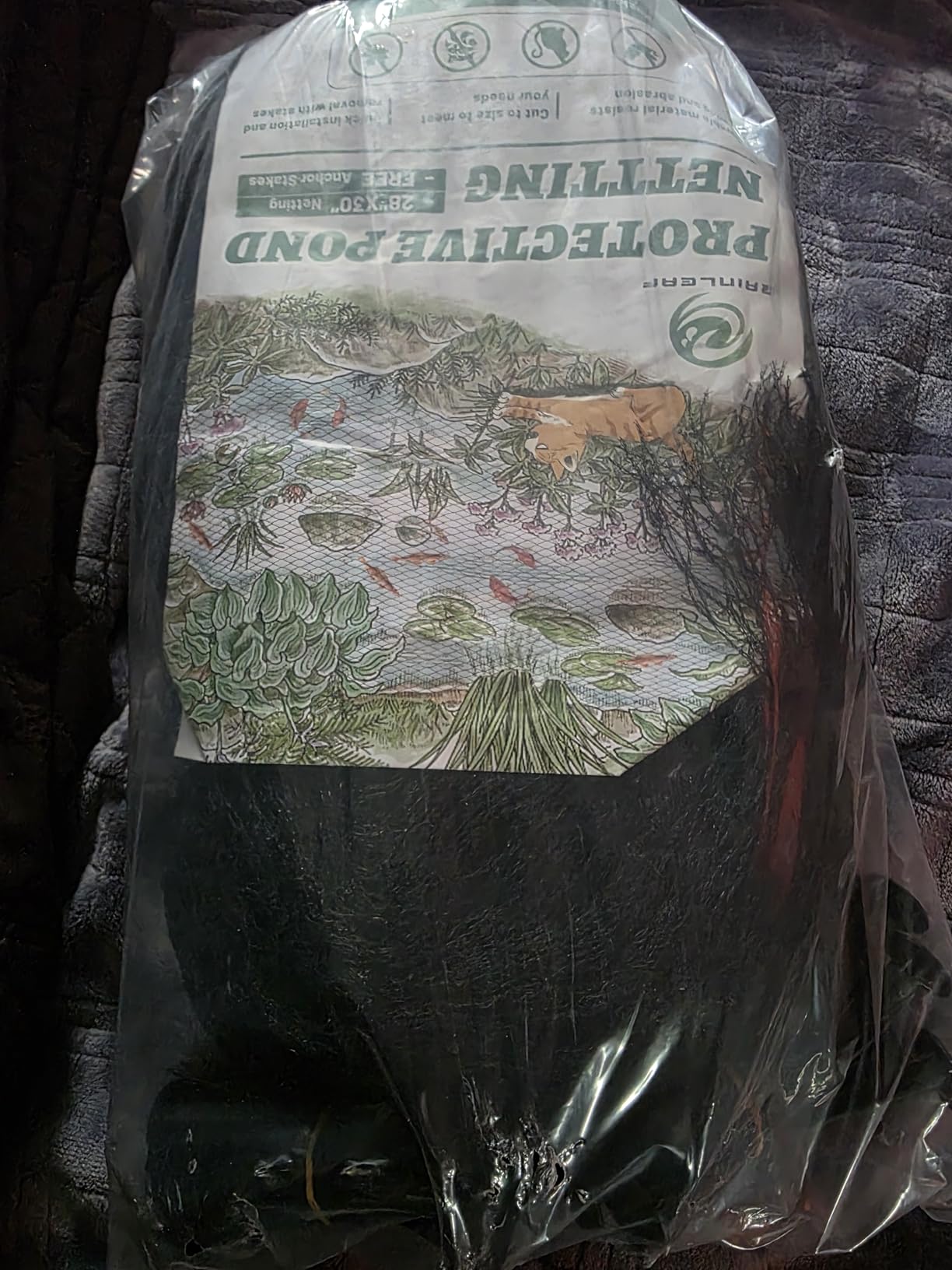 Rainleaf Pond Netting, 28' x 30' Pond Net Cover, Koi Pond Netting for Leaves, Heavy Duty Koi Pond Net Protecting Koi Fish from Herons, Stakes Included, Snare Nets customer photo 2