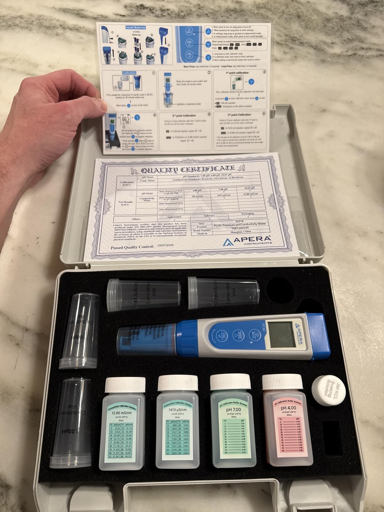 APERA INSTRUMENTS AI316 Premium Series PC60 5-in-1 Waterproof pH/EC/TDS/Salinity/Temp Multi-Parameter Pocket Tester Kit customer photo 1
