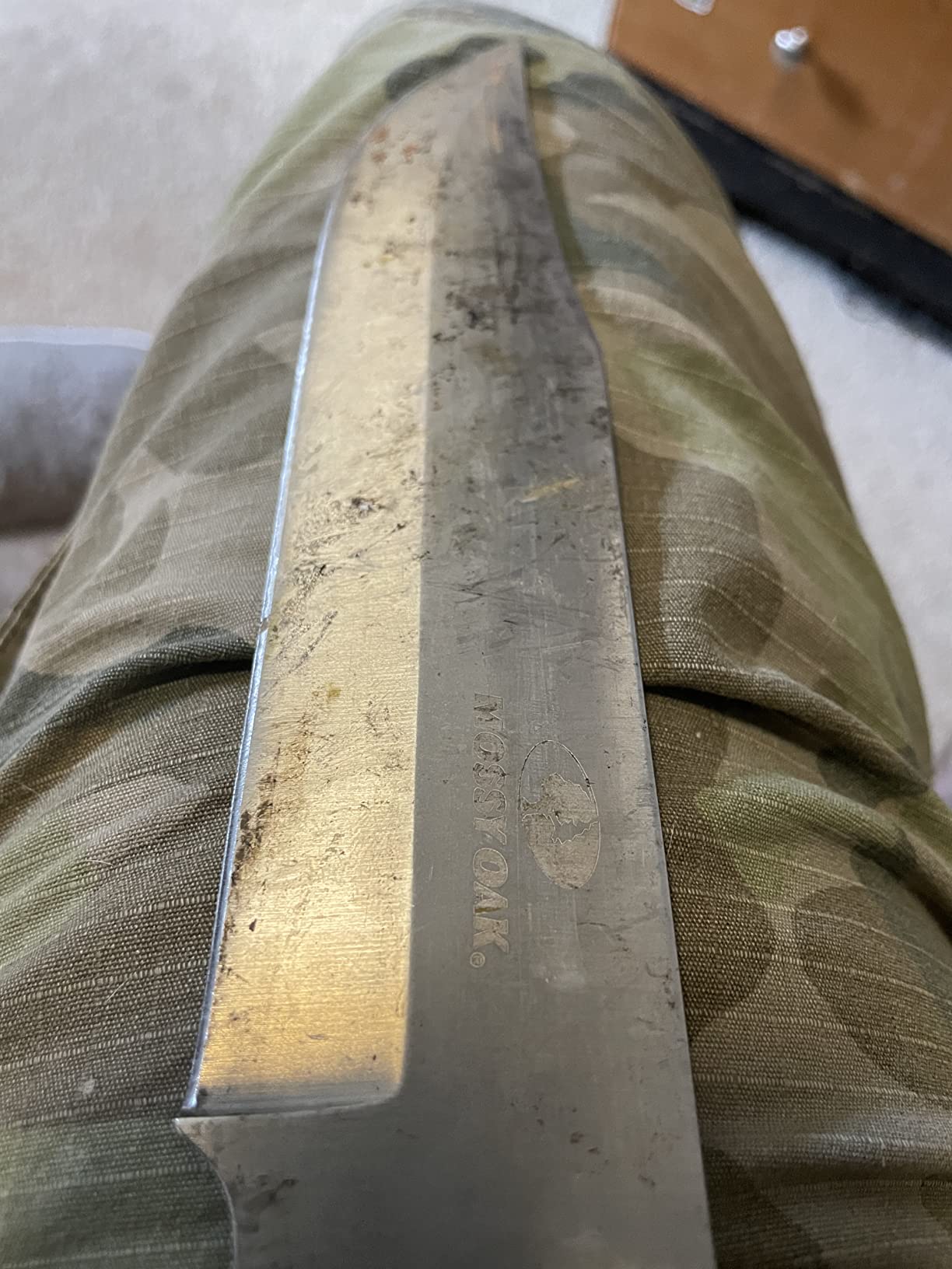 Mossy Oak 14-inch Bowie Knife, Full-tang Fixed Blade, Wood Handle Hunting Knife with Leather Sheath for Camping, Hiking, Survival customer photo 2