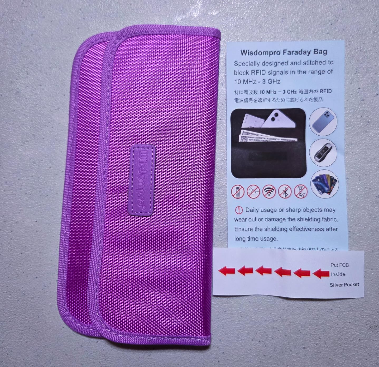 Wisdompro Faraday Bag, RFID Signal Blocking Bag Shielding Pouch Wallet Case for Cell Phone Privacy Protection and Car Key FOB customer photo 1