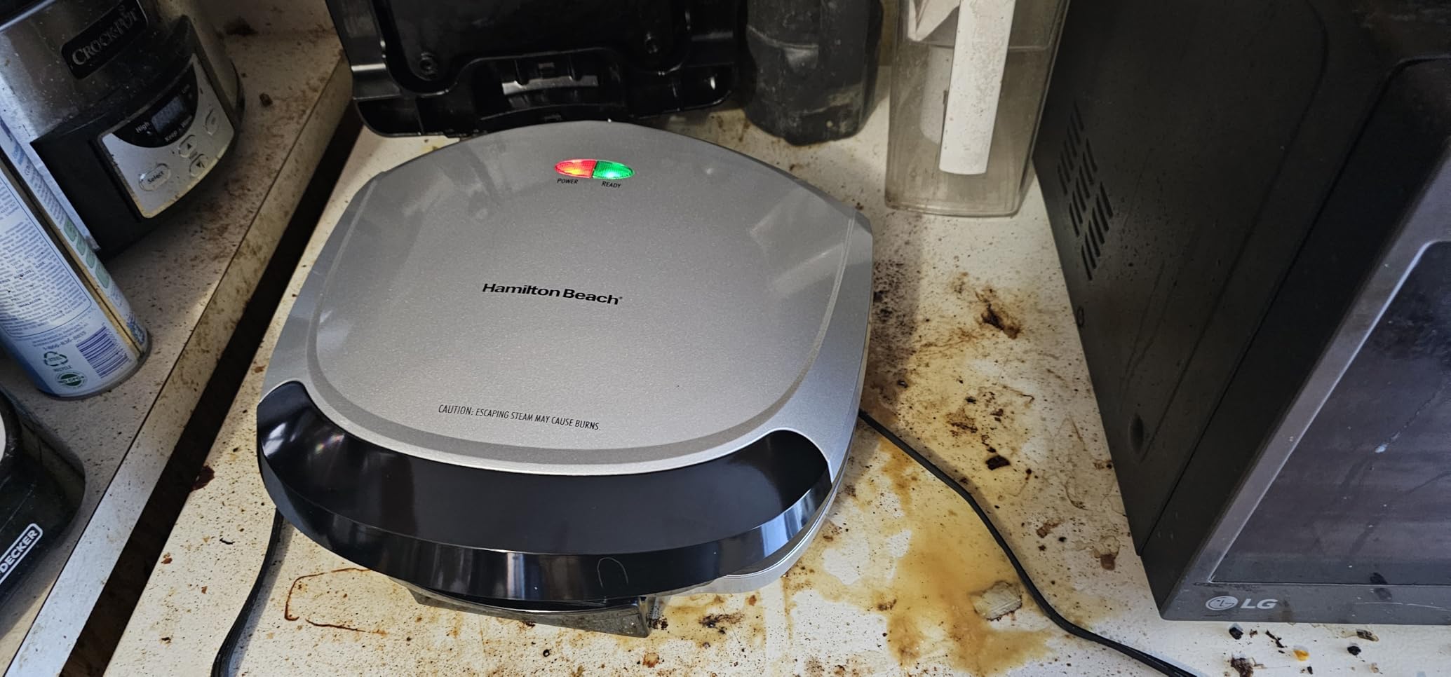 Hamilton Beach Electric Indoor Grill, 6-Serving, Large 90 sq. in. Nonstick Easy Clean Plates, Floating Hinge for Thicker Foods, 1200 Watts customer photo 1